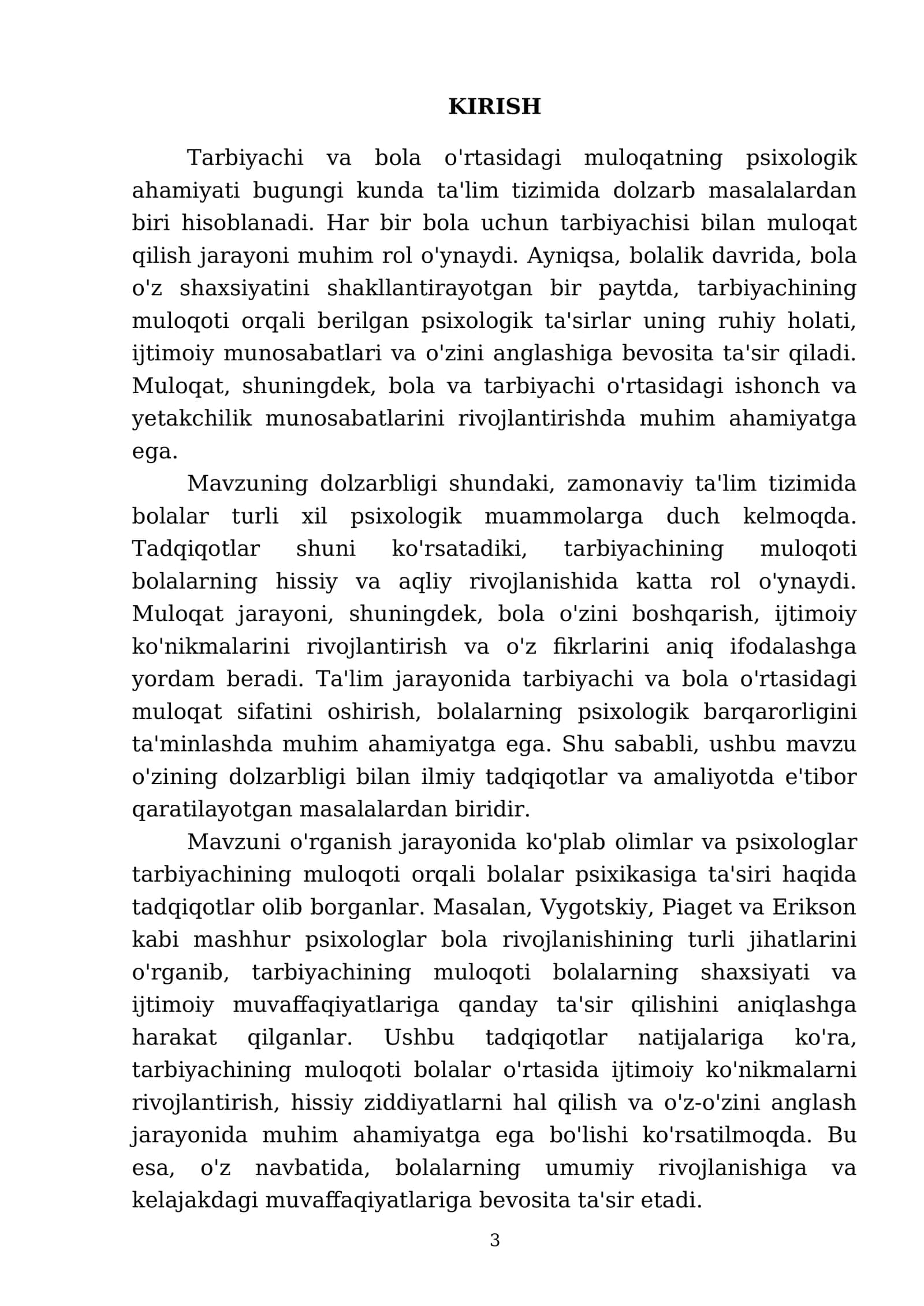 Tarbiyachi va bola o'rtasidagi muloqatning psixologik ahamiyati qanda? 3