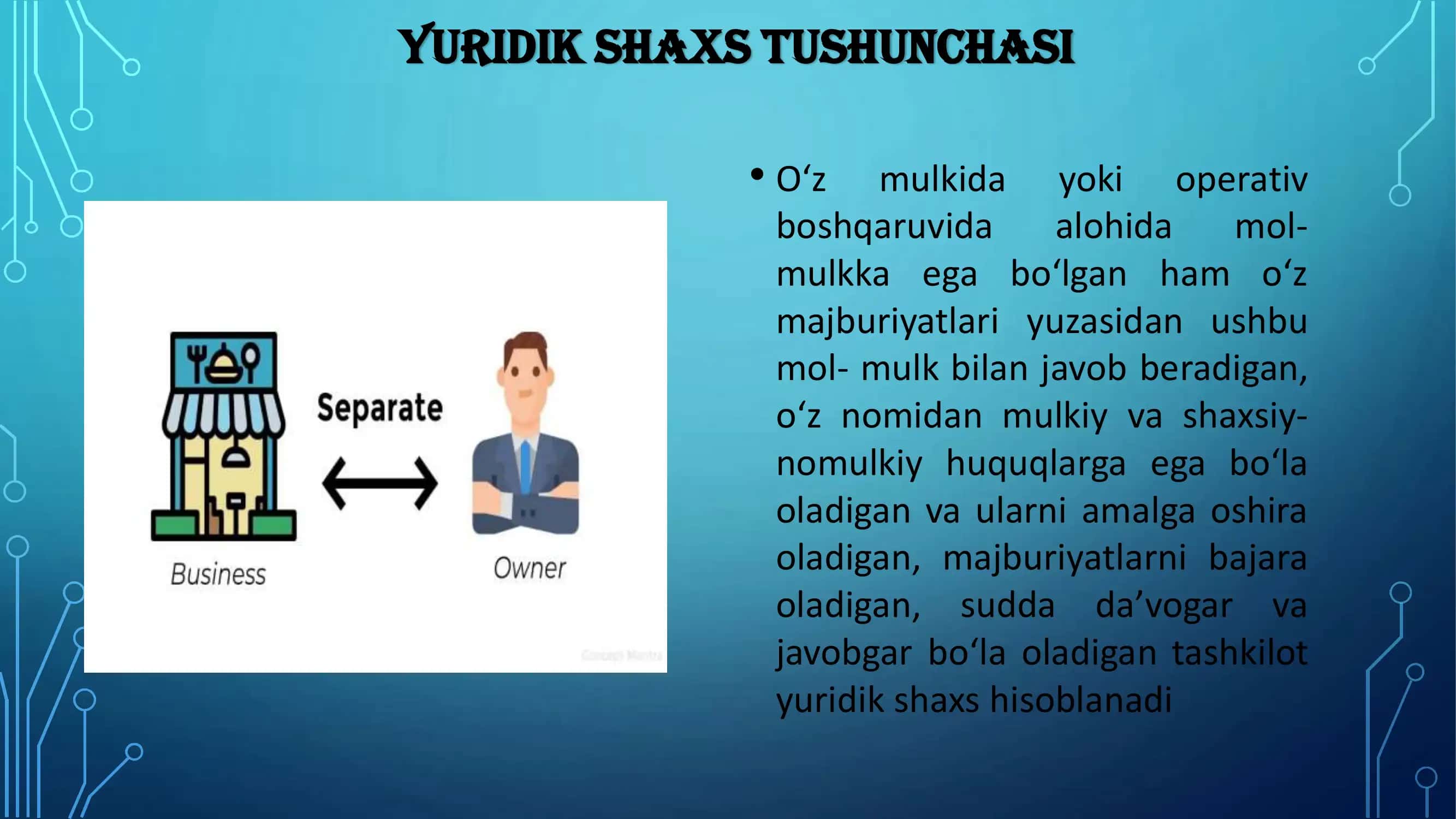 YURIDIK SHAXSLAR – FUQAROLIK HUQUQINING SUBYEKTI SIFATIDA 3