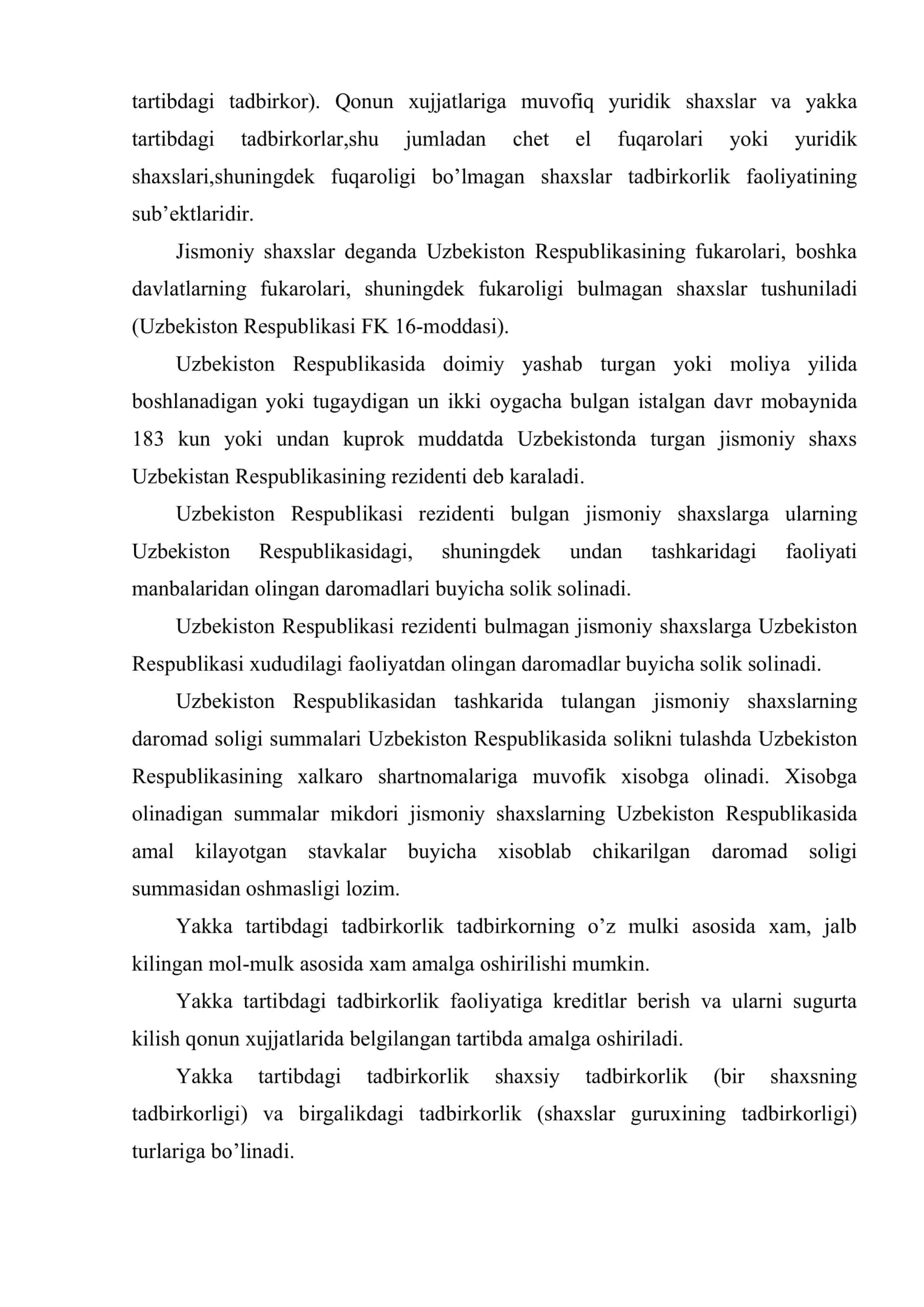 Tadbirkorlik bilan shug’ullanuvchi jismoniy shaxslar daromad solig’ini prognozlash 3