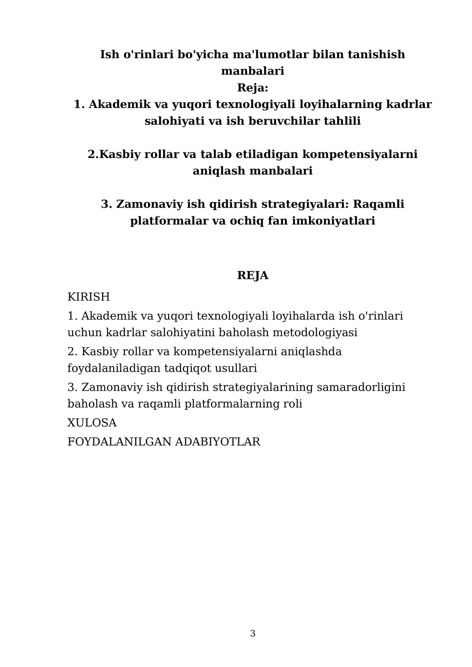 Ish o'rinlari bo'yicha ma'lumotlar bilan tanishish manbalari 3