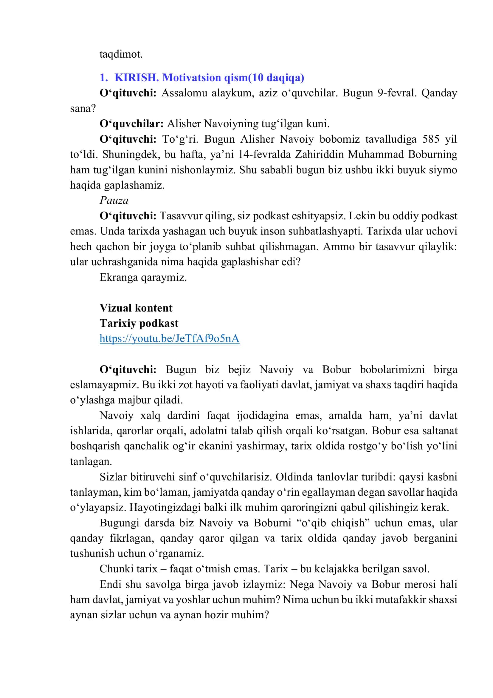 Kelajak soati darsining 9-11-sinflar uchun mashg‘ulot ssenariysi 3