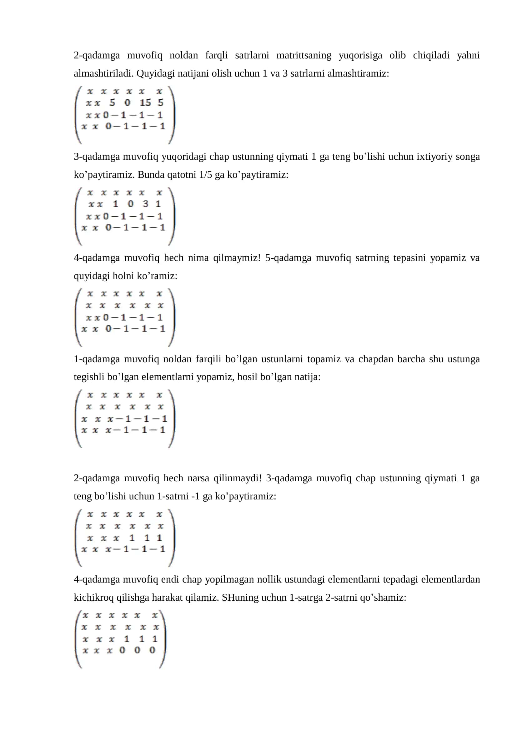CHIZIQLI ALGEBRAIK TENGLAMALAR SISTEMASINI YECHISHNING KRAMER,  MATRITSA VA GAUSS USULLARI. 3