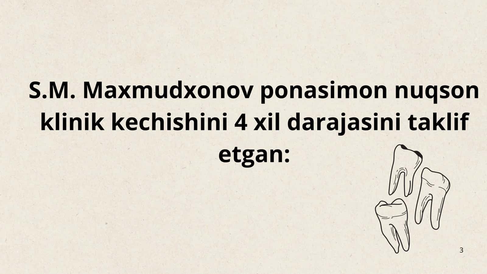 Tish chiqqandan keyin paydo bo‘ladigan nokaries kasalliklar. Ponasimon nuqson, nekroz va tish qattiq to‘qimasi eroziyasi. Klinikasi, tashxislash va qiyosiy tashxislash. 3