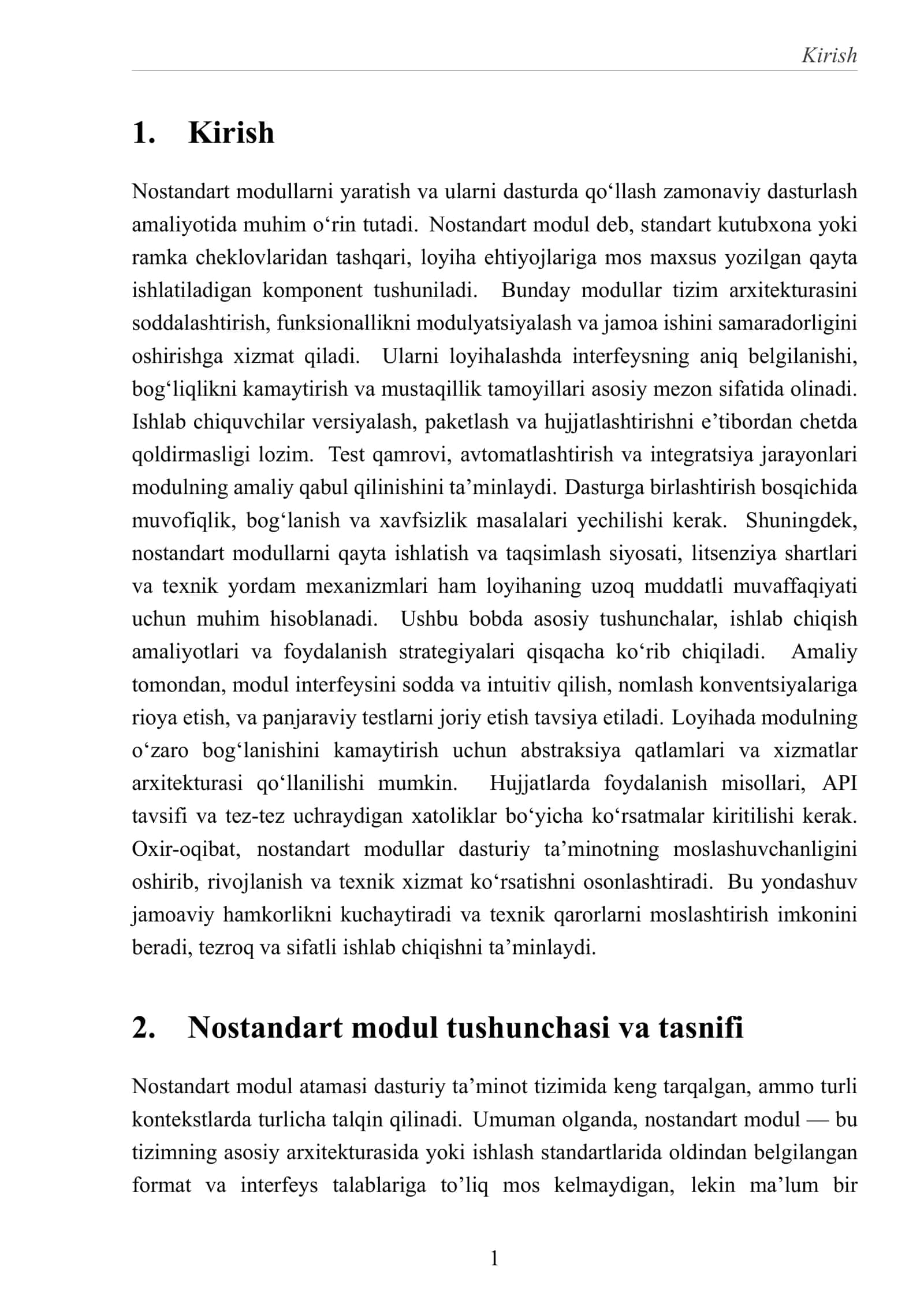 Nostandart modullarni yaratish va ularni dasturda qo’llash 3