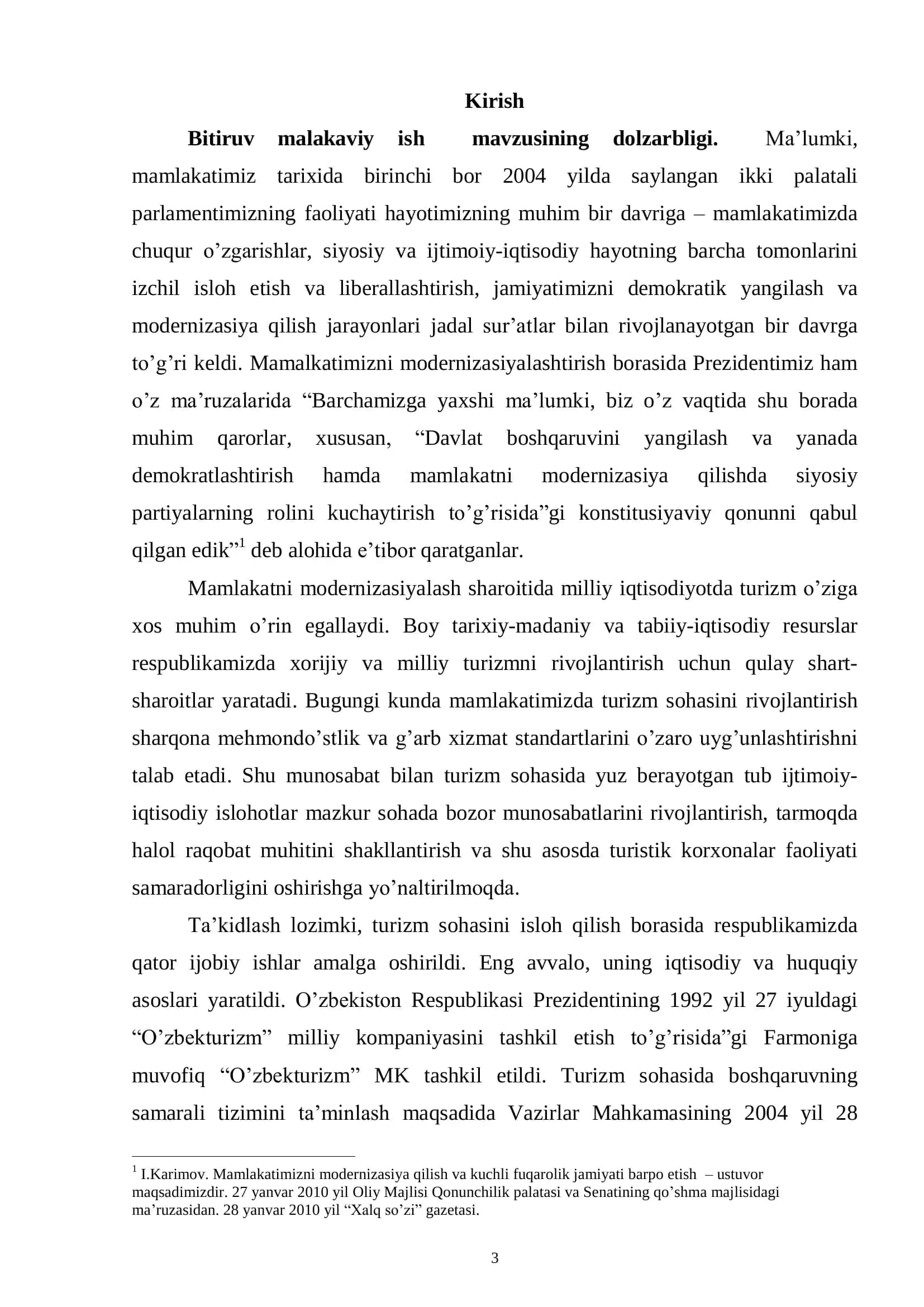 Turizm iqtisodiyotni rivojlantirishning samarali sohasi va uning asosiy omili 3