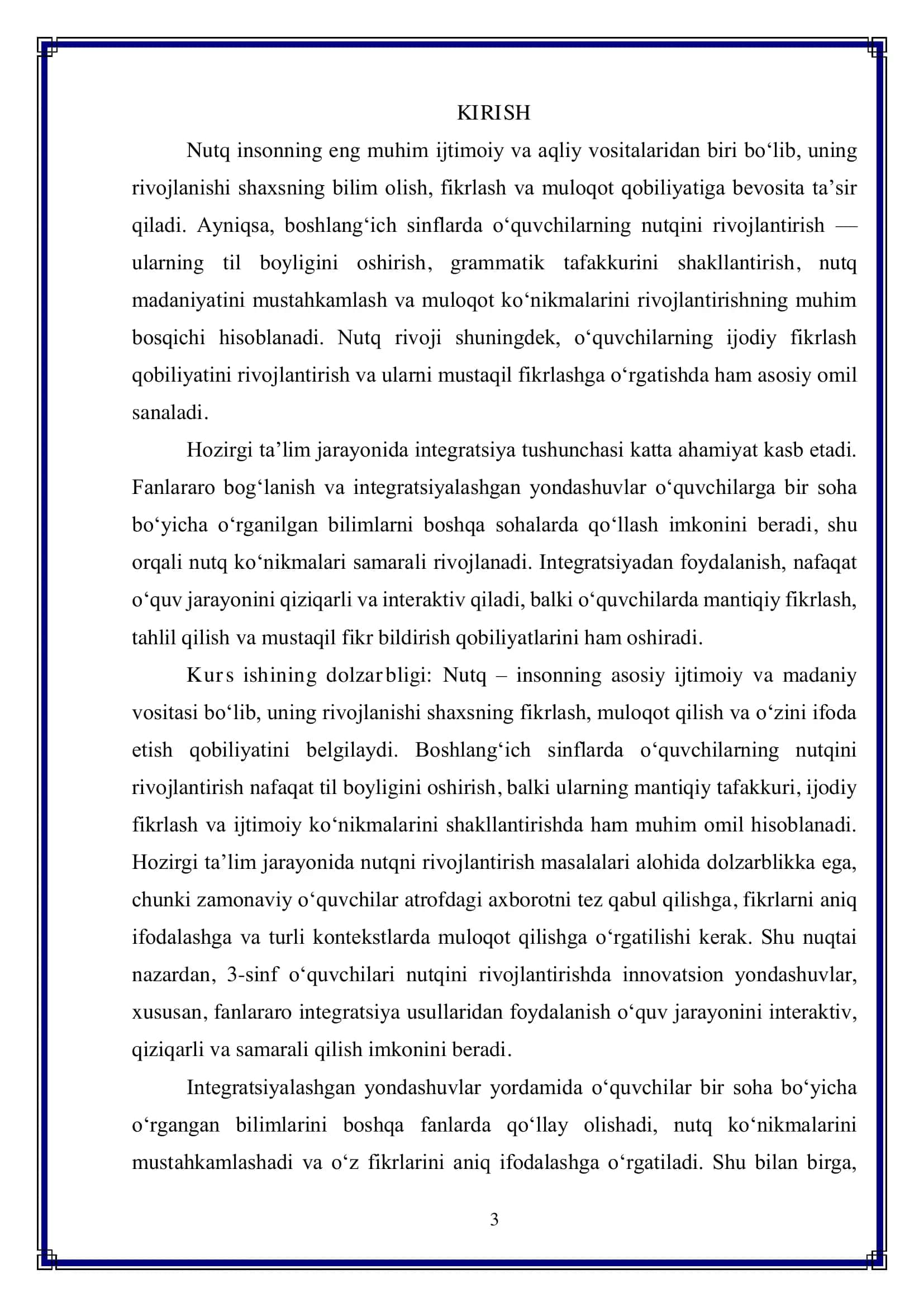 3-sinf o‘quvchilarining nutqini o‘stirishda integratsiyadan foydalanish 3