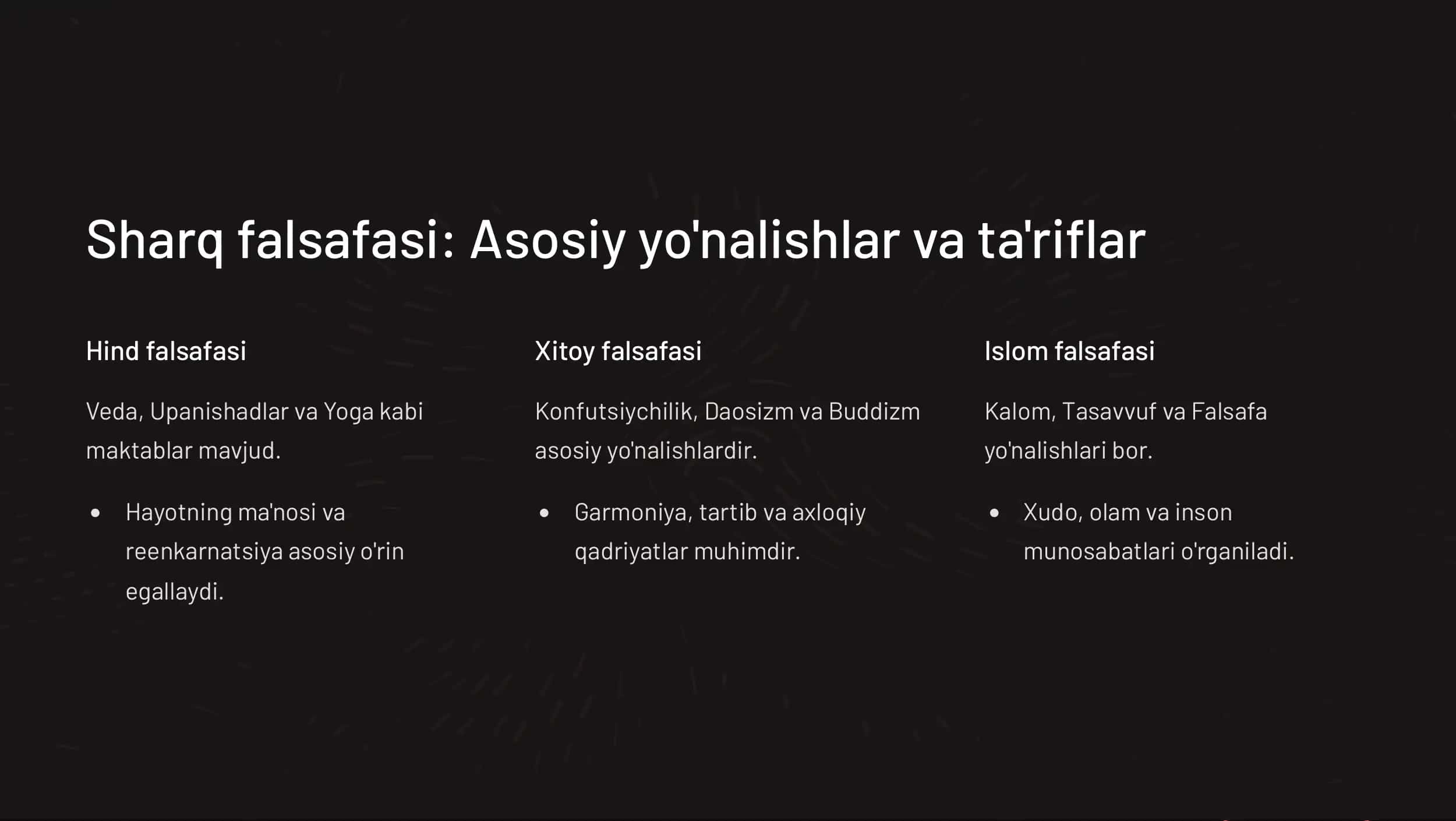 Falsafa mohiyatiga Sharq va G'arb mutafakkirlari ta'riflari tasnifi 3