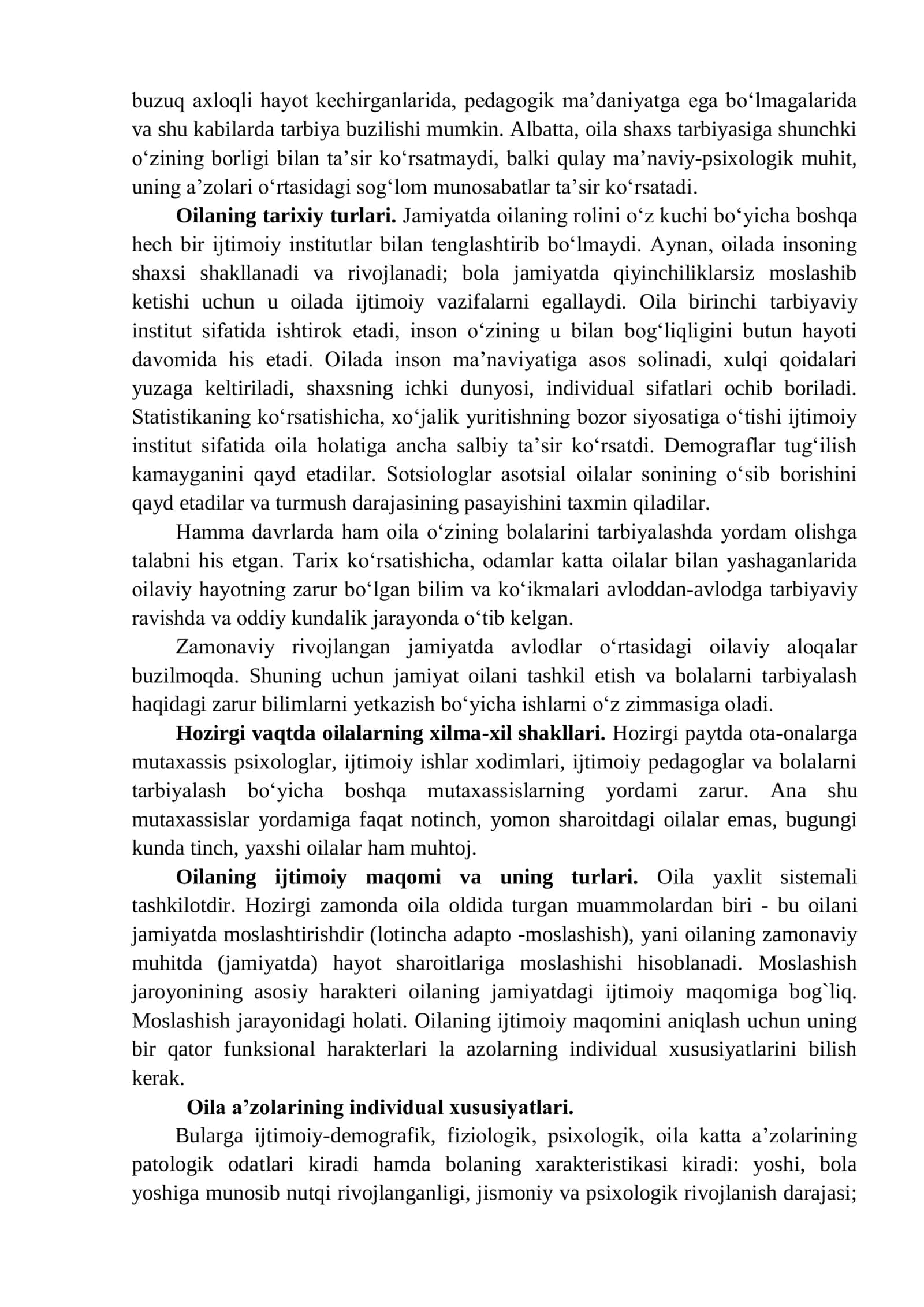 OILA, UNING VAZIFALARI VA TURLARI 3