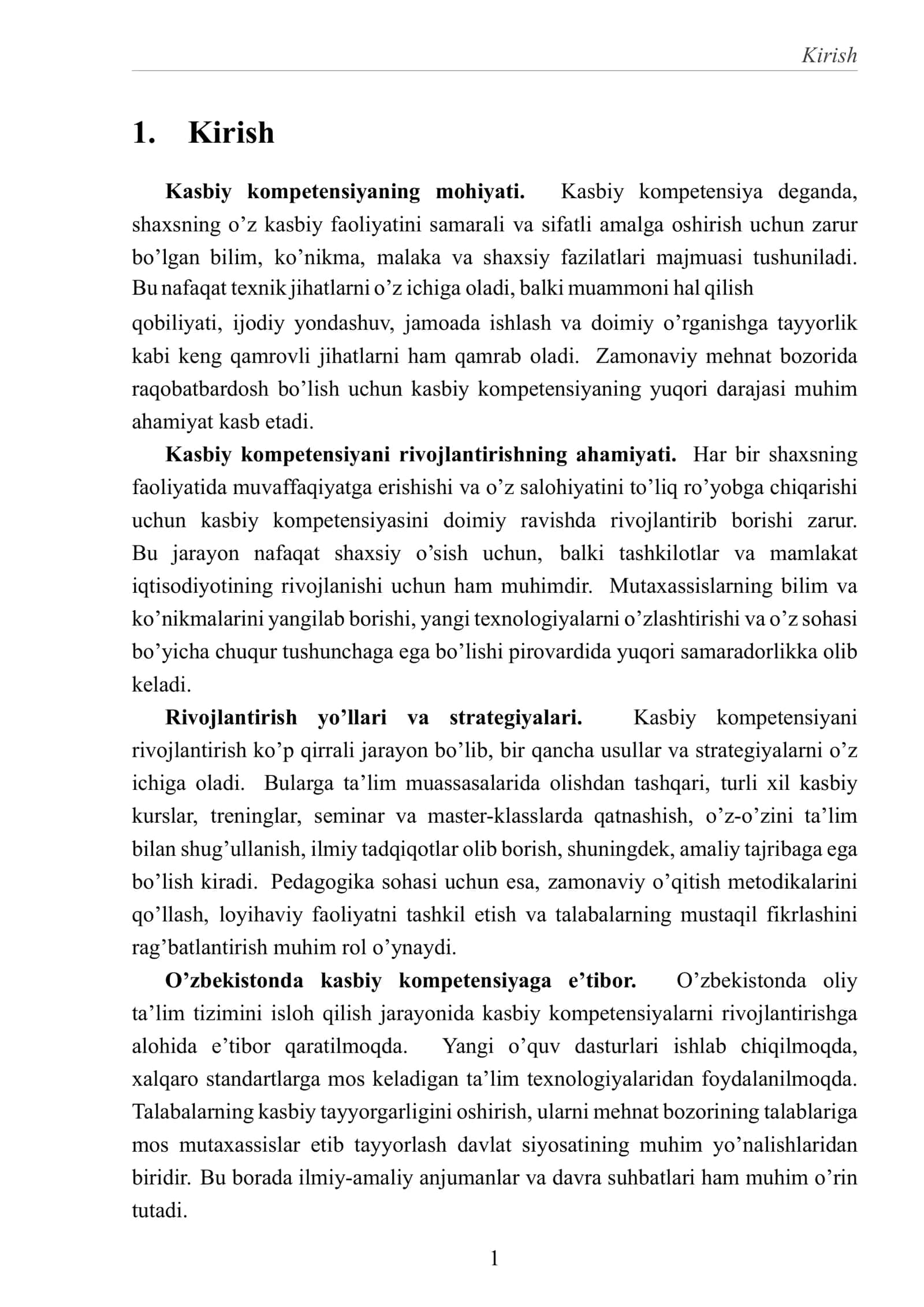Kasbiy kompetensiya va uni rivojlantirish yo’llari 3