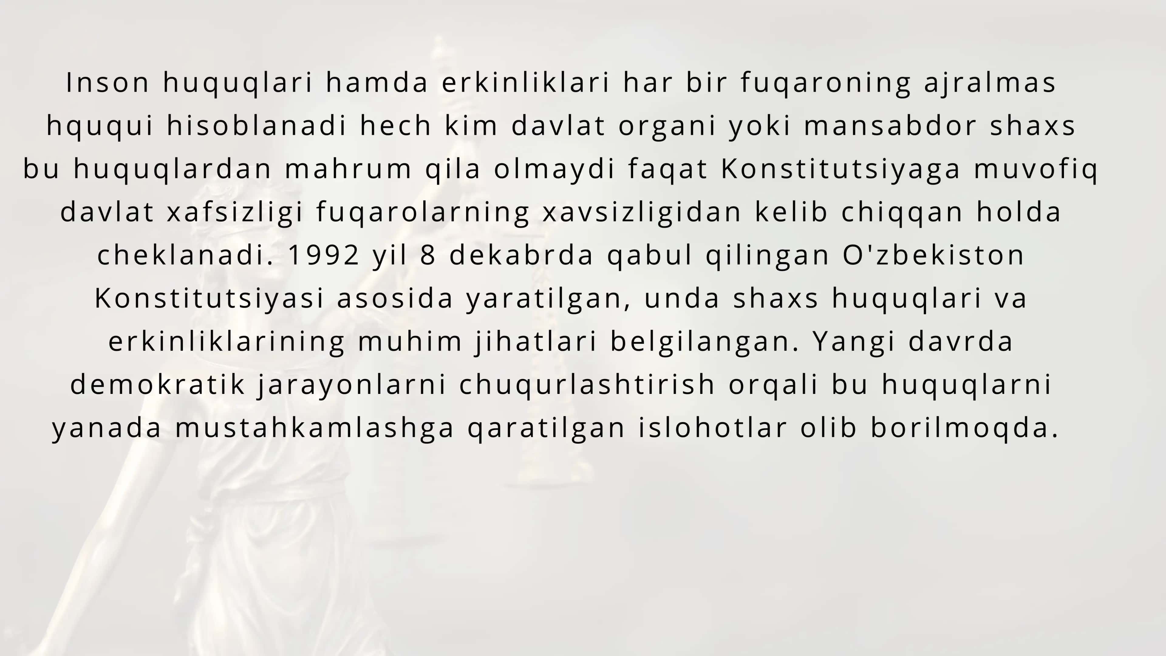 Yangi O'zbekistonda inson huquqlari va erkinliklari kafolatlanishi 3