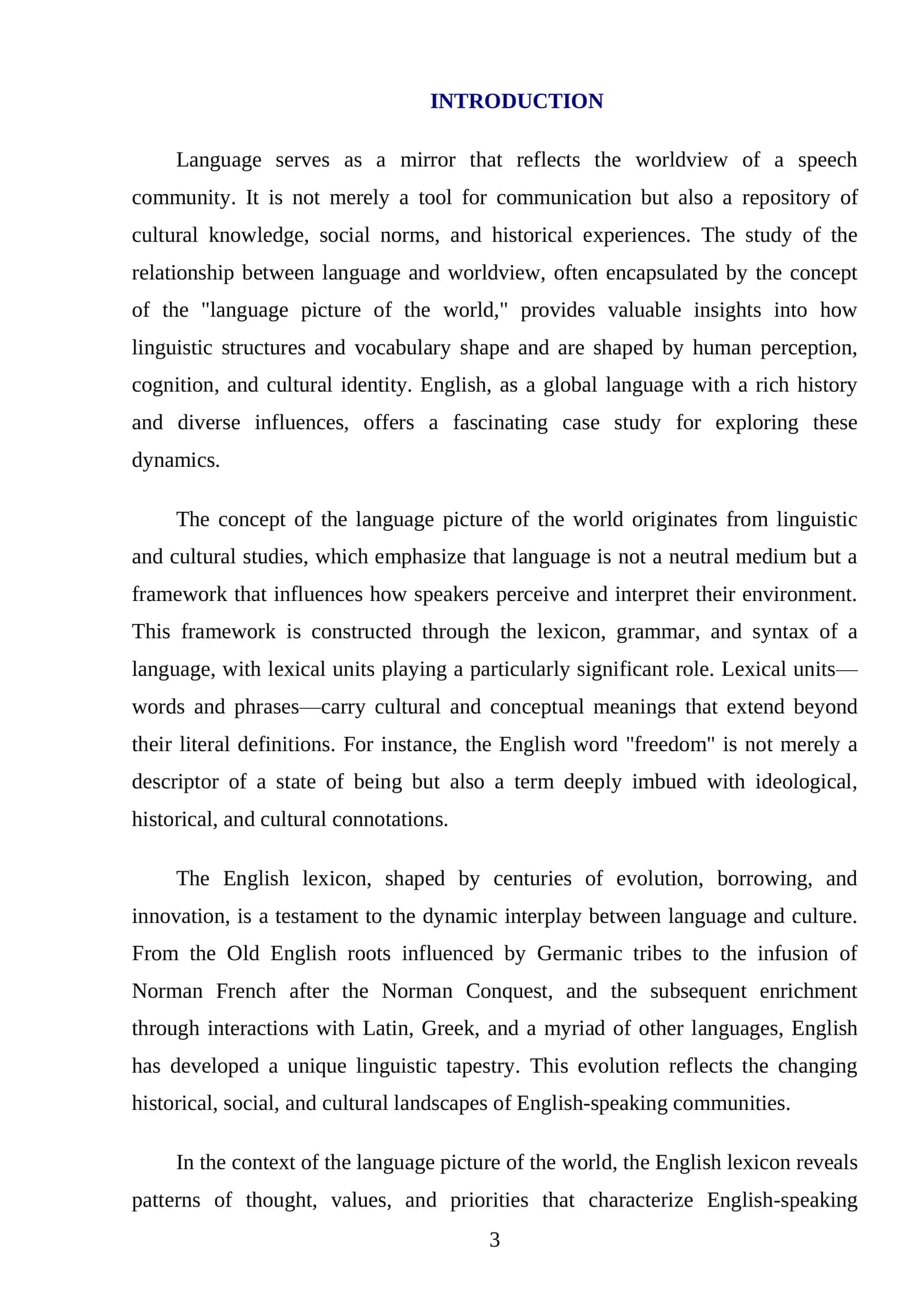 “English lexical in the light of the language picture of the world” 3
