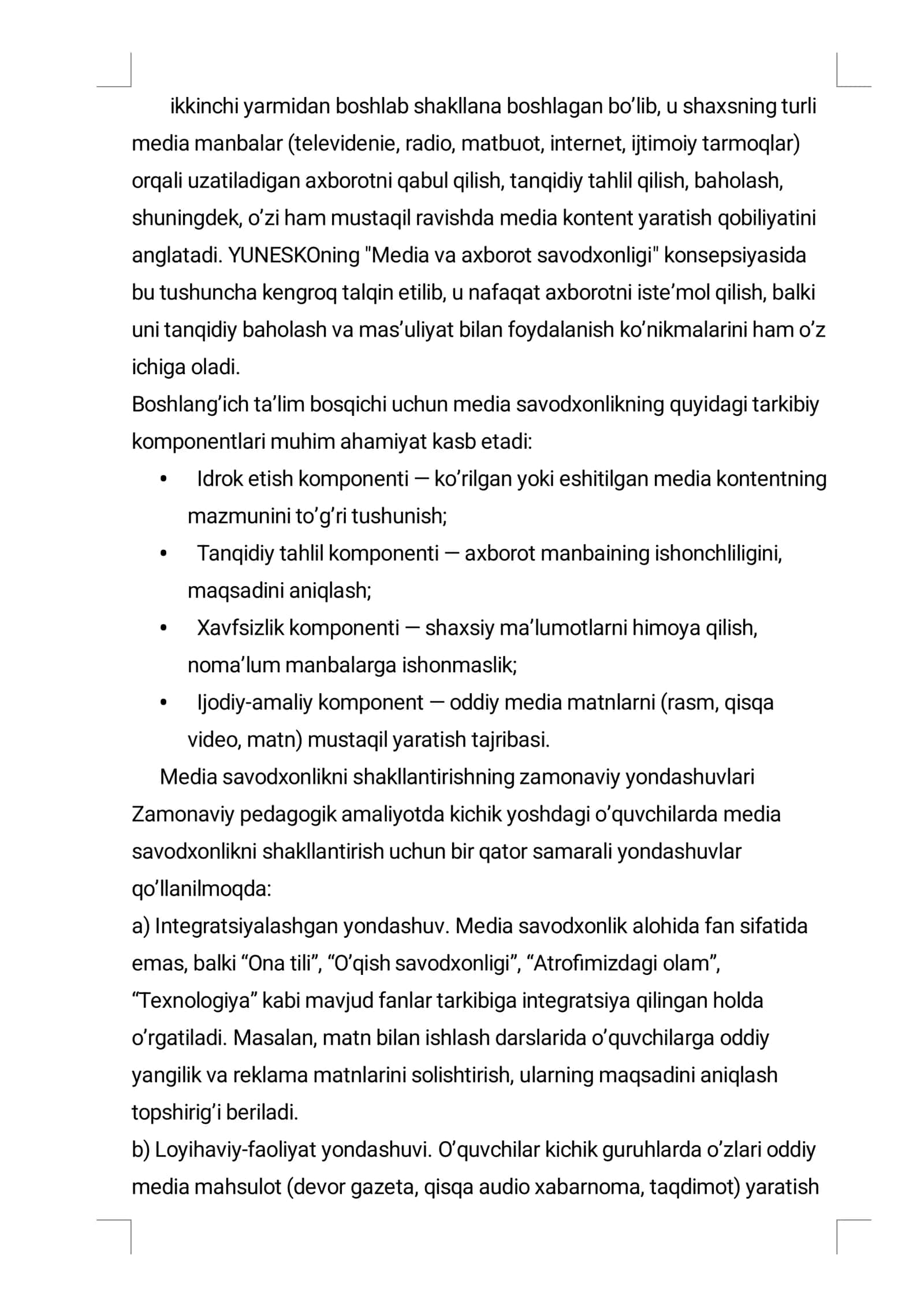 Kichik Yoshdagi Maktab O'quvchilarining Media Savodxonligini Shakllantirish: Zamonaviy Yondashuvlar va Muammolar 3