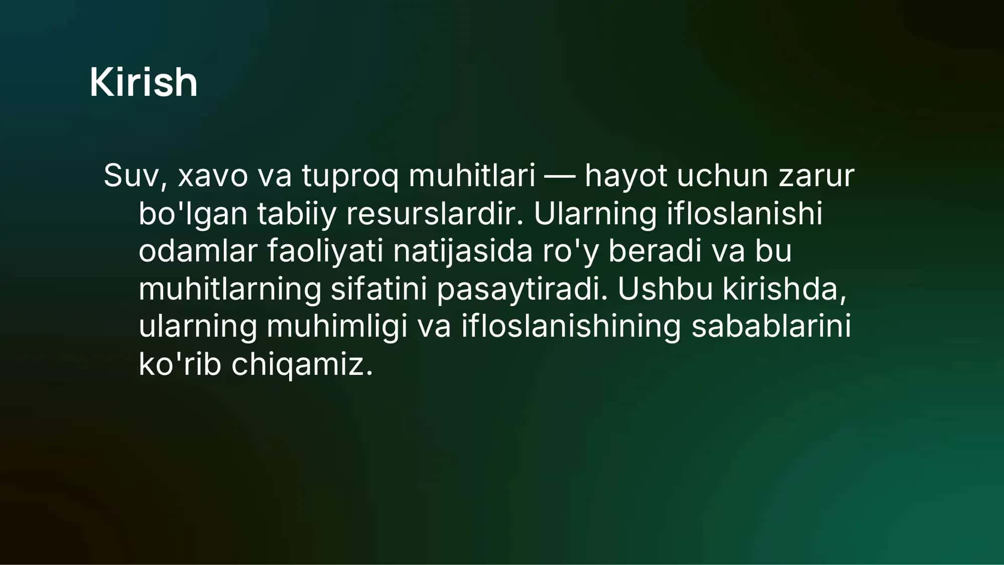 Suv, xavo va tuproq muhitlari 3
