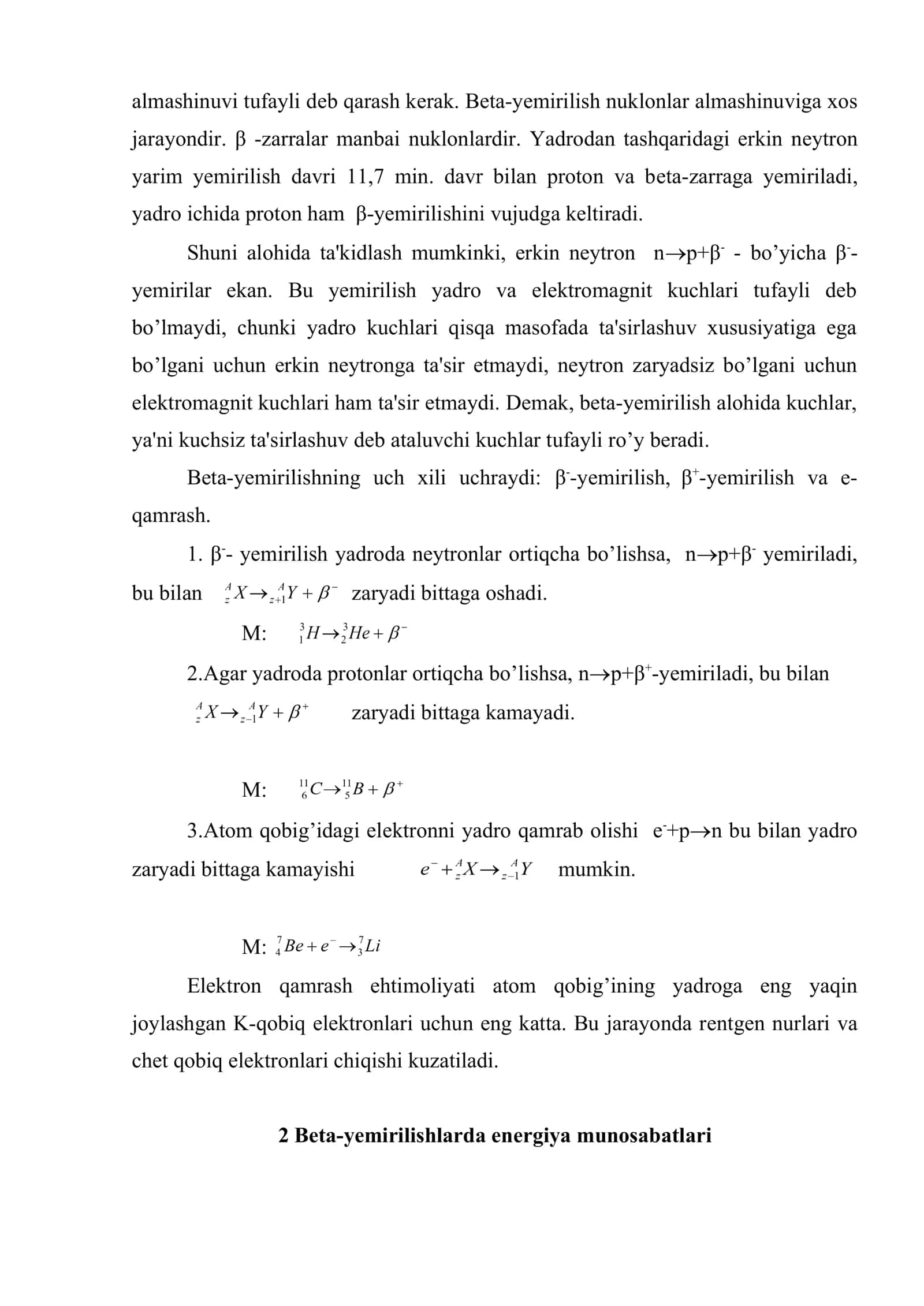 Bеta-yemirilish turlari 3