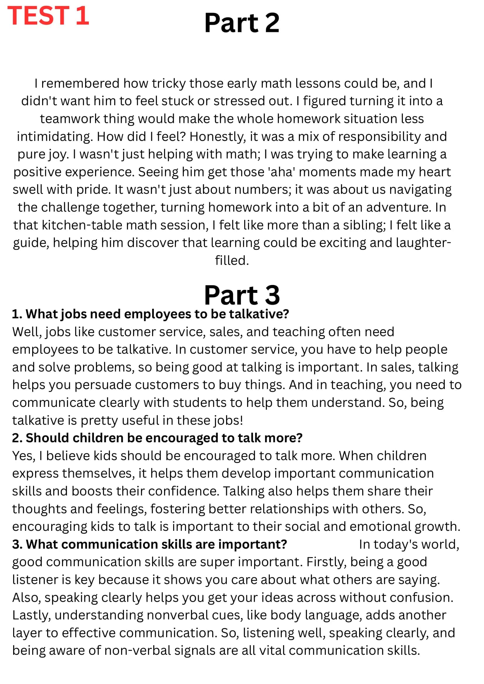 Top 30 common IELTS speaking questions FULL PART 3