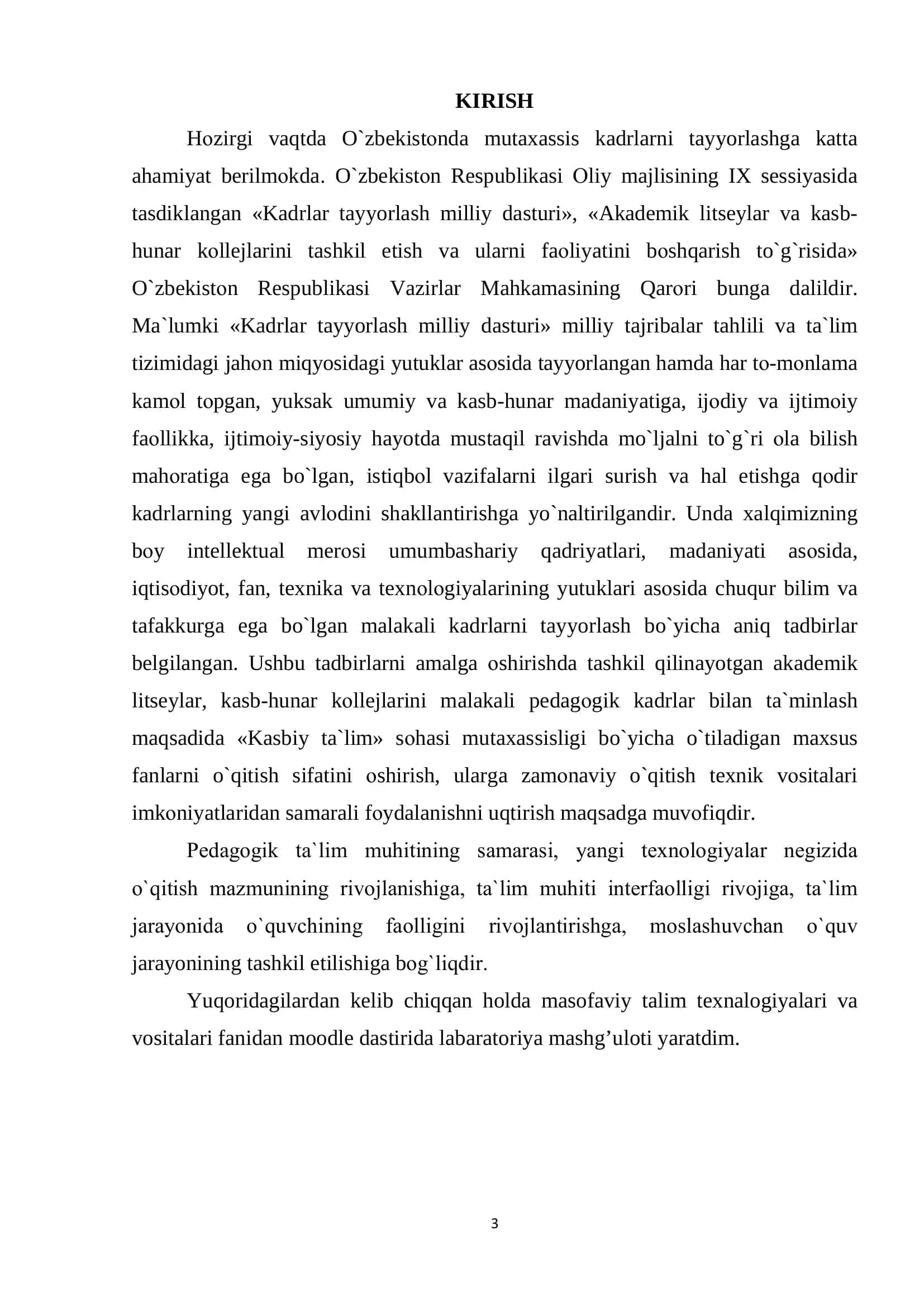 Moodle tizimida “Masofaviy ta’lim texnologiyalari va vositalari” fanidan va’ruza mashg’ulotlari yaratish 3