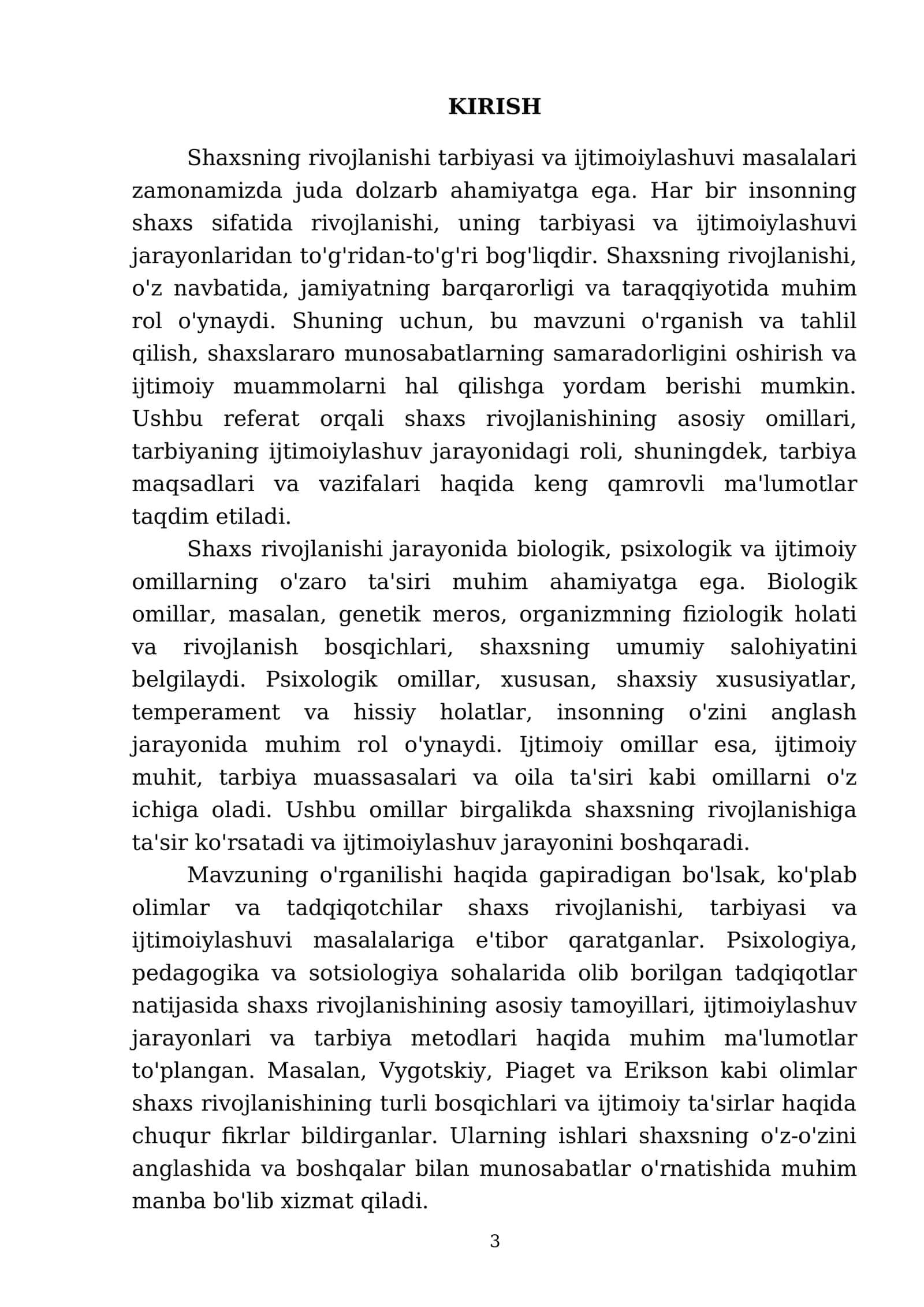 Shaxsning rivojlanishi tarbiyasi va ijtimoiylashuvi tarbiya maqsadi va vazifasi 3
