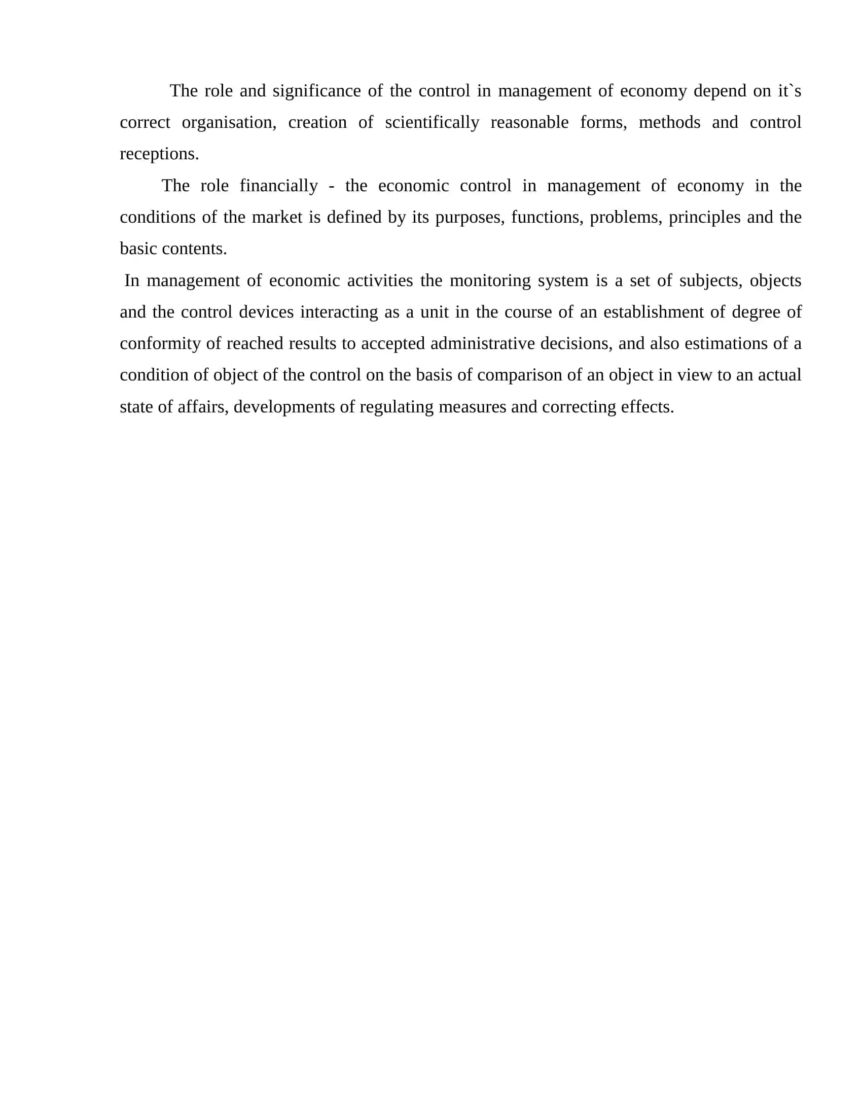 The Financial and Economic Control Abstract 3