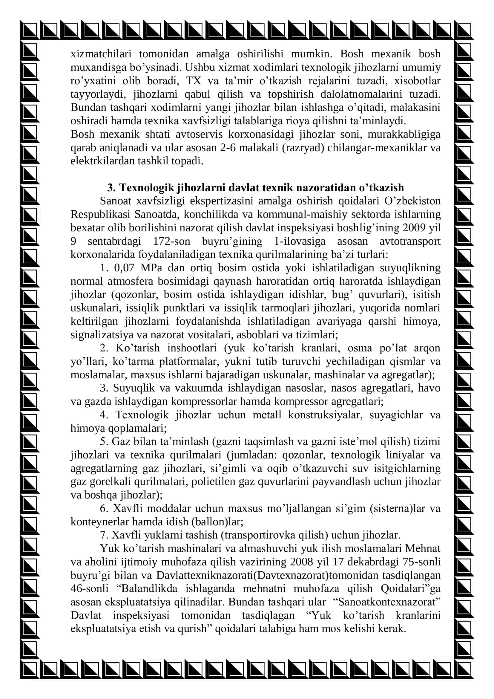 Referat "TEXNOLOGIK JIHOZLARGA TEXNIK XIZMAT KO‟RSATISH, TA‟MIRLASH TIZIMI VA ULARNI YANGILASH VA TAKOMILLASHTIRISH" 3