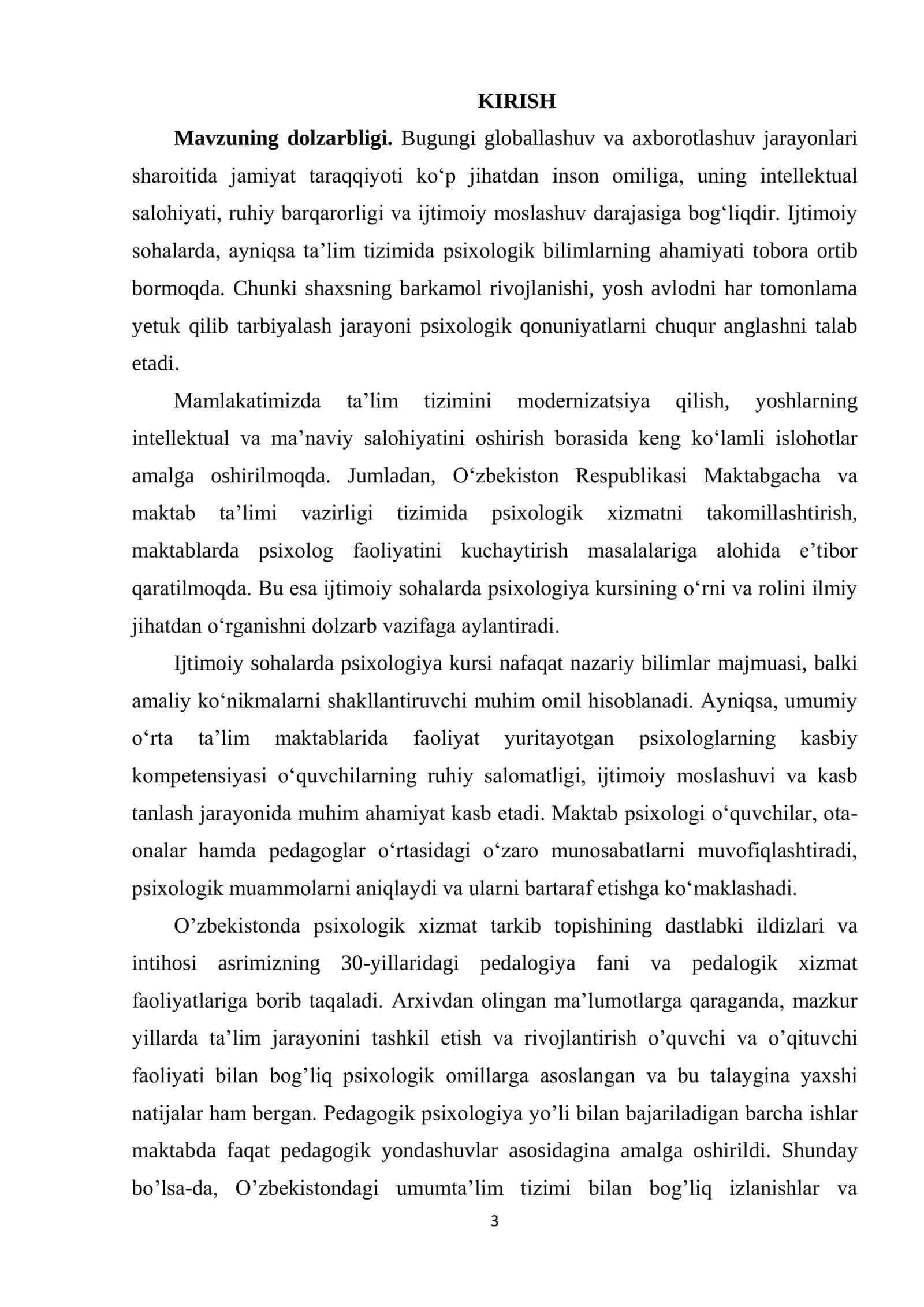 Ijtimoiy sohalarda kursning roli va o‘rni, maktab psixologi faoliyati turlari va yo‘nalishlari 3