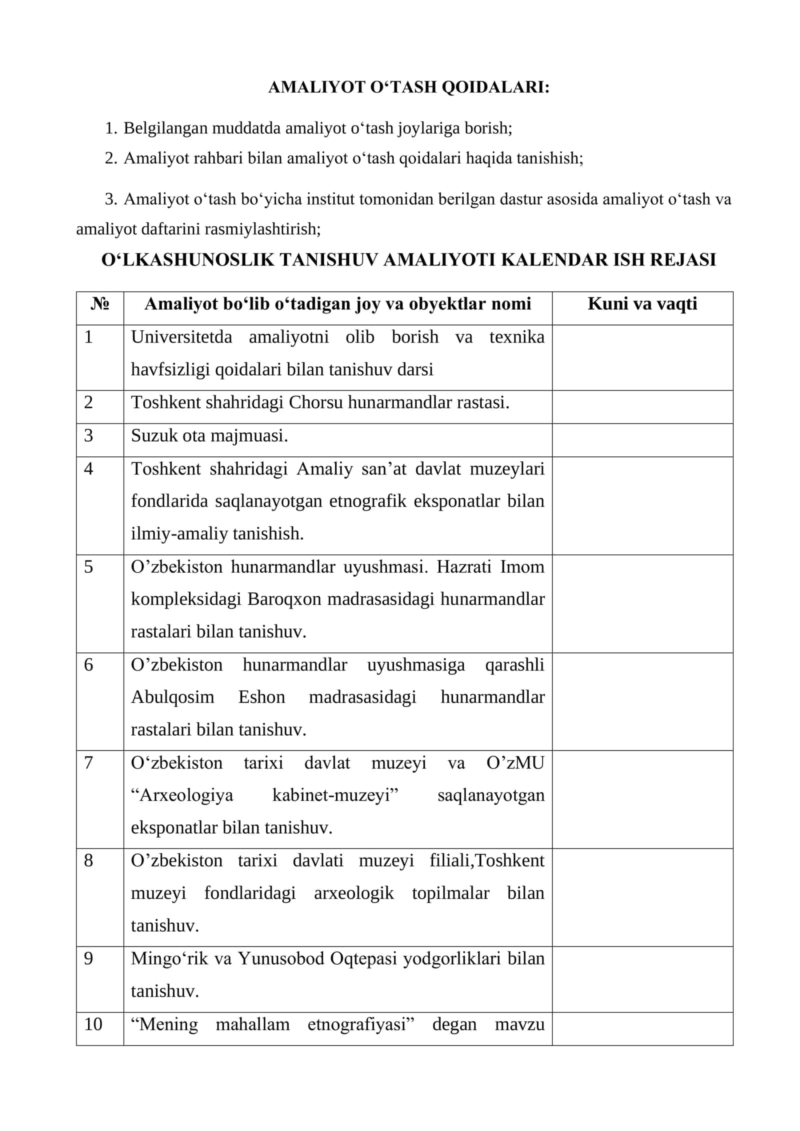 ARXEOLOGIK VA ETNOLOGIK TANISHUV AMALIYOT 3