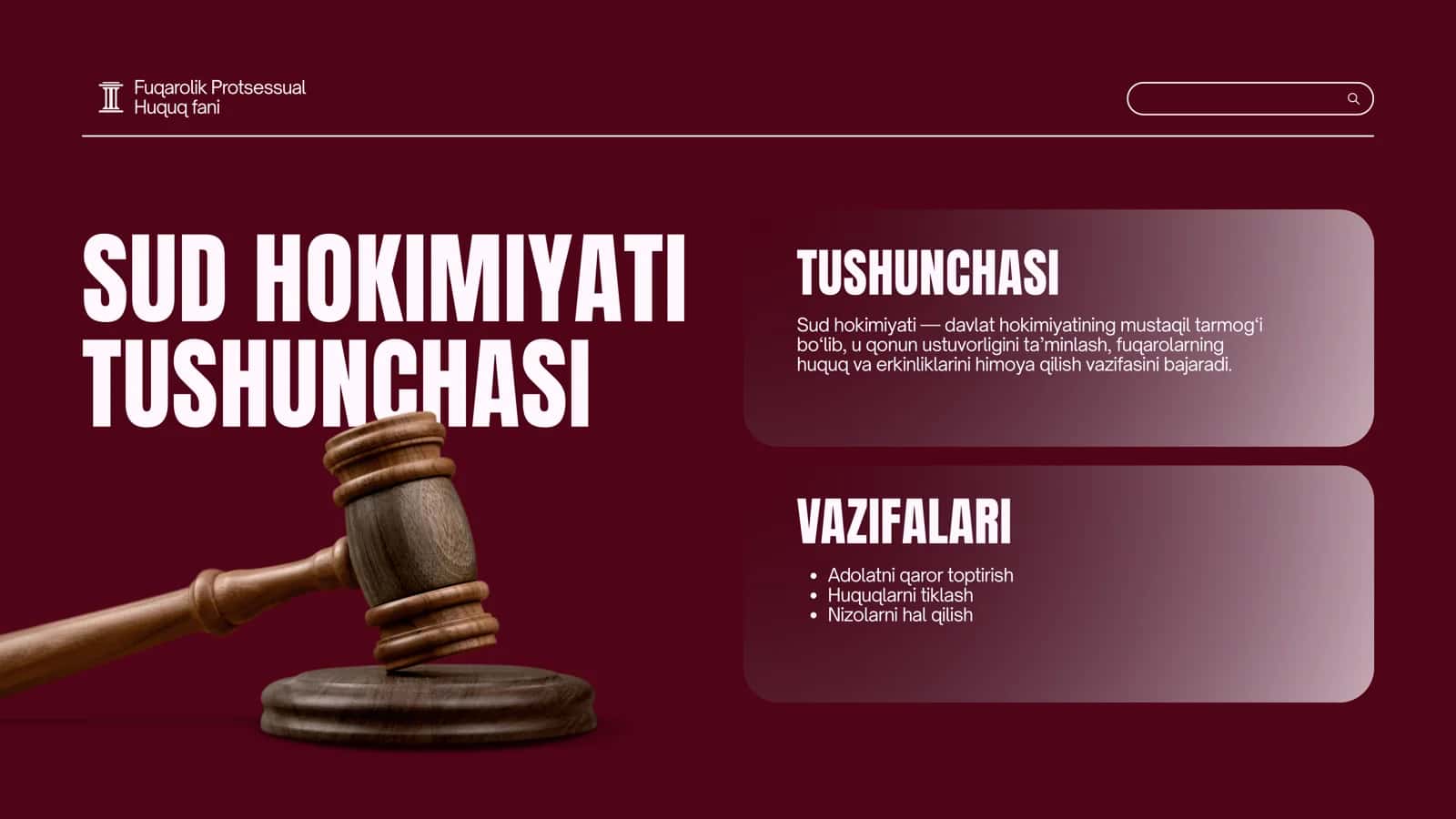 Sudda taalluqlilik va sudlovga tegishlilik. Sud hokimiyatini amalga oshirishdagi huquqiy cheklovlar 3