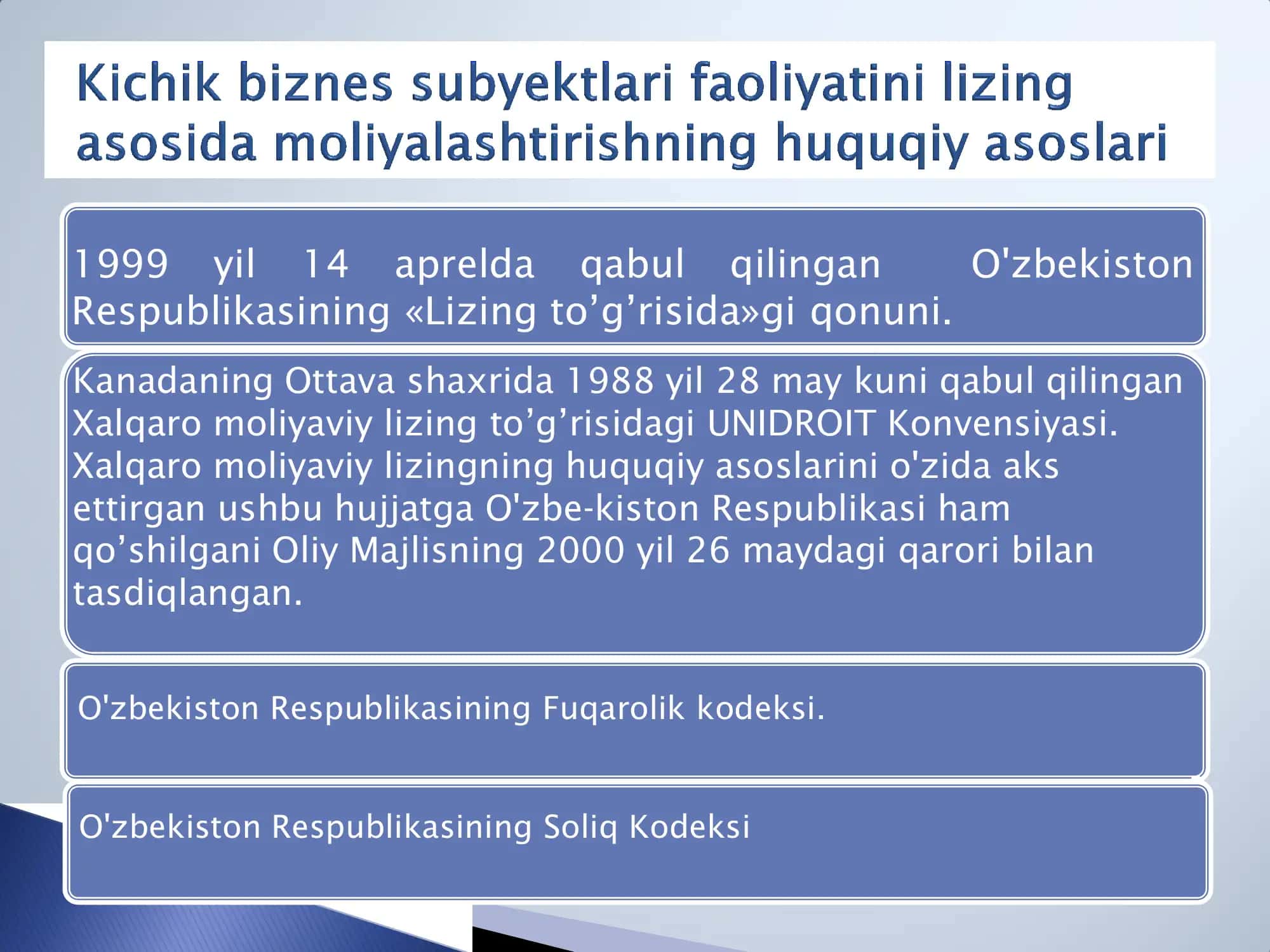Kichik biznes subyektlari faoliyatini lizing asosida moliyalashtirishni takomillashtirish 3