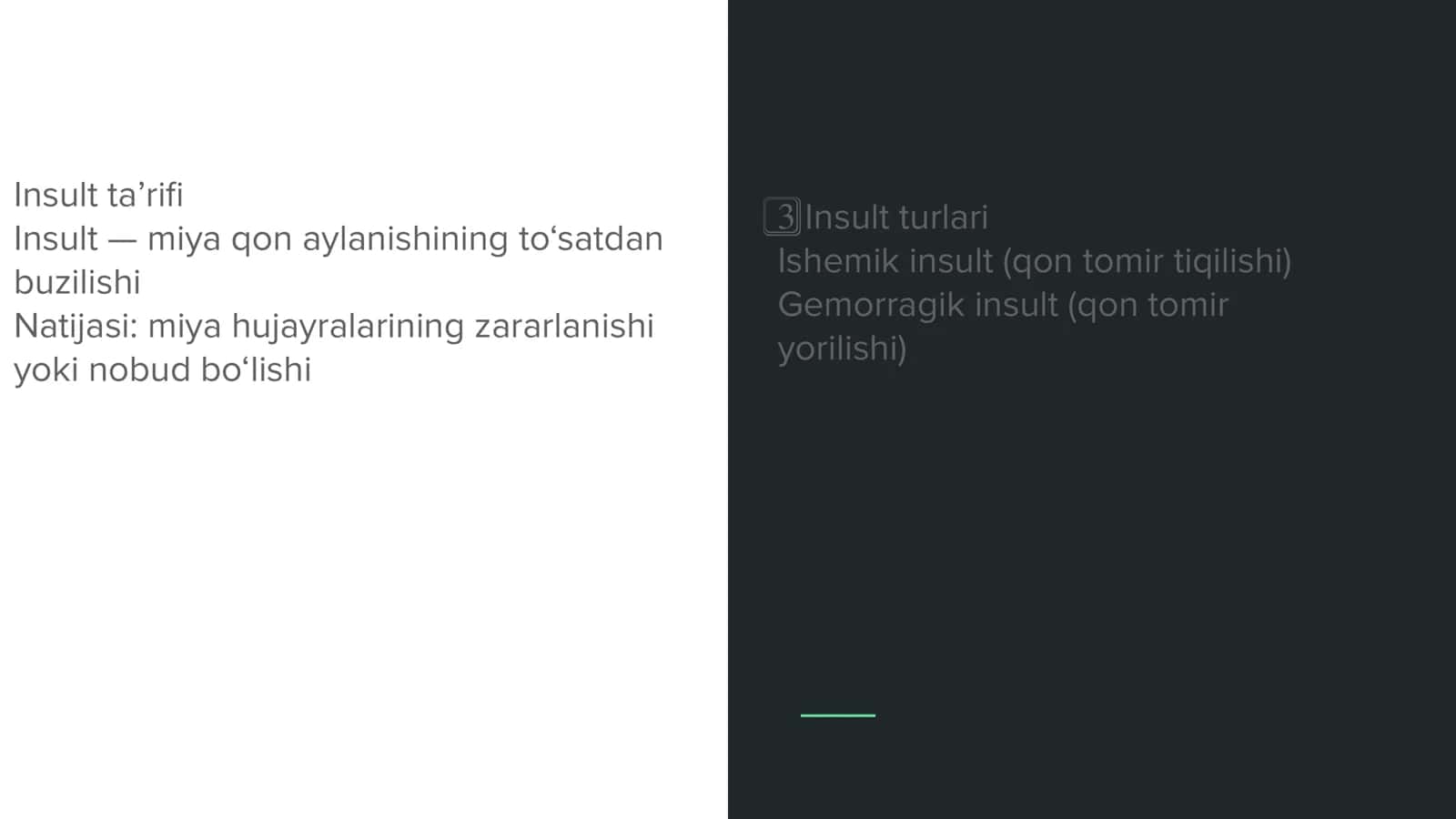 Asab tizimi kasalliklari. Insult 3
