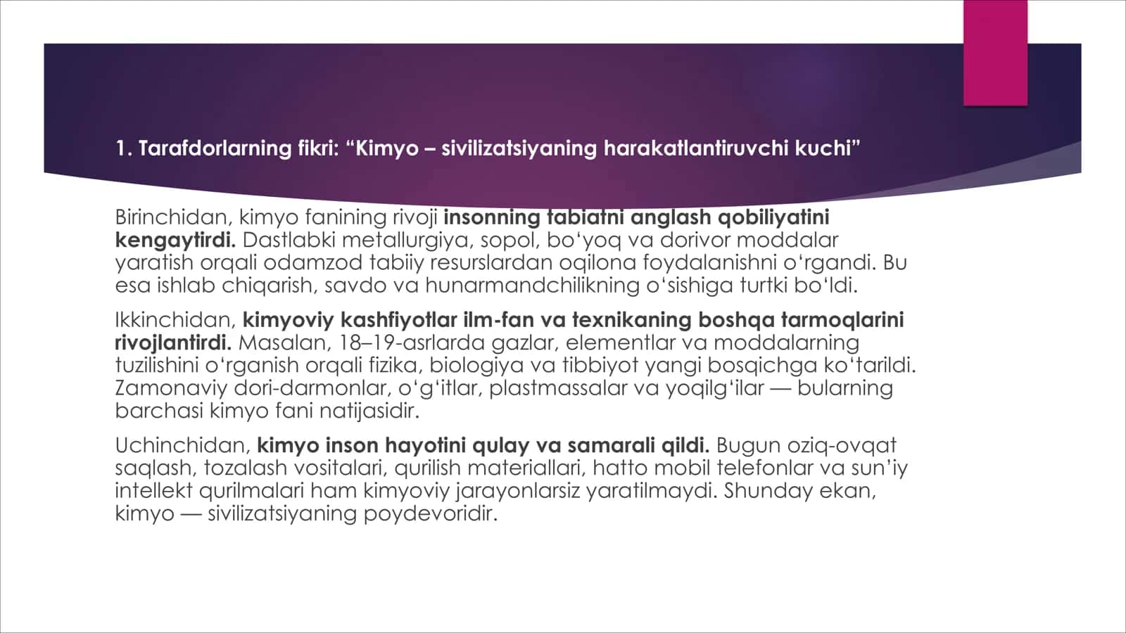 Kimyo va sivilizatsiya taraqqiyoti o'rtasidagi bog'liqlik 3