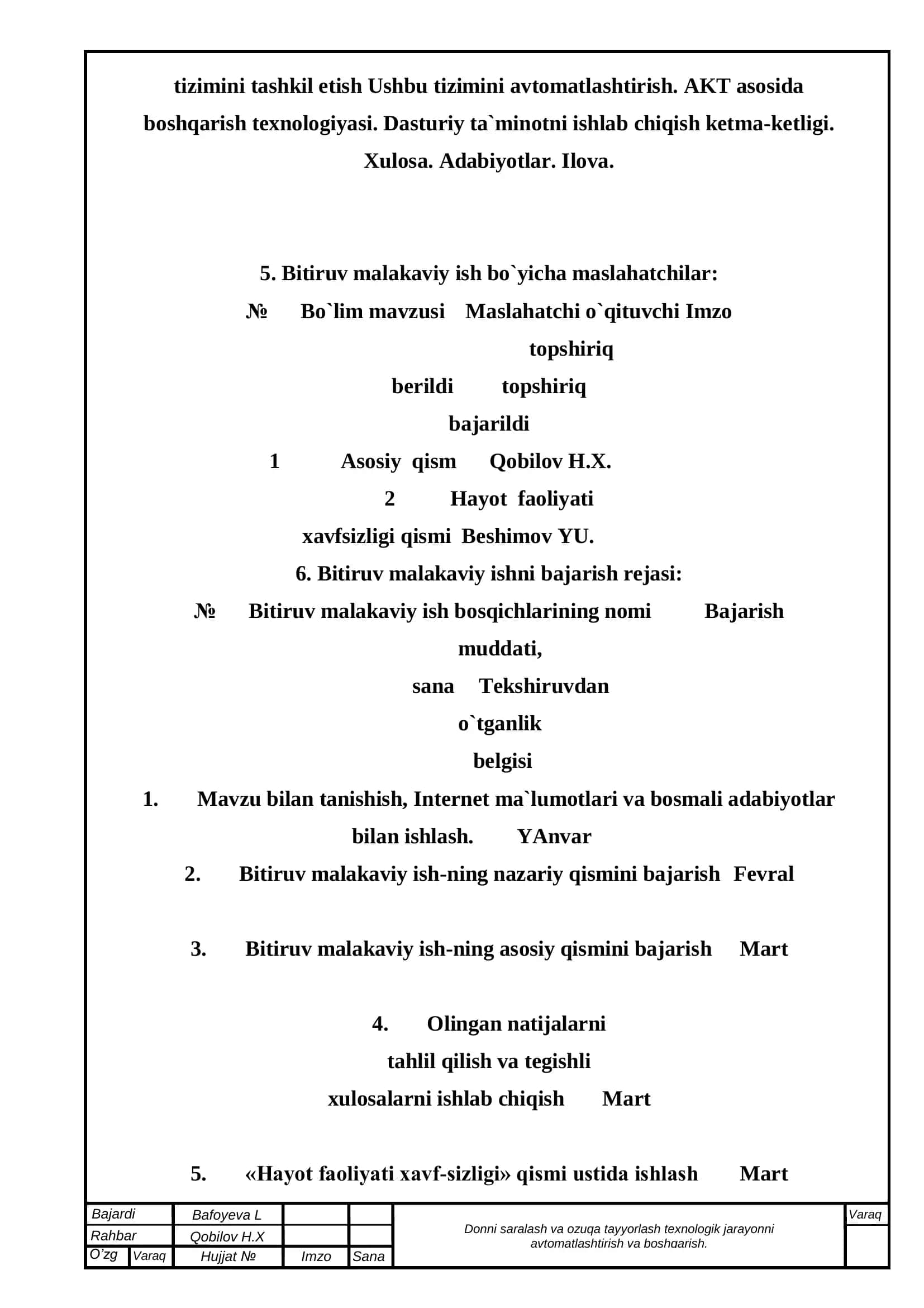 Donni saralash va ozuqa tayyorlash texnologik jarayonni avtomatlashtirish va boshqarish 3