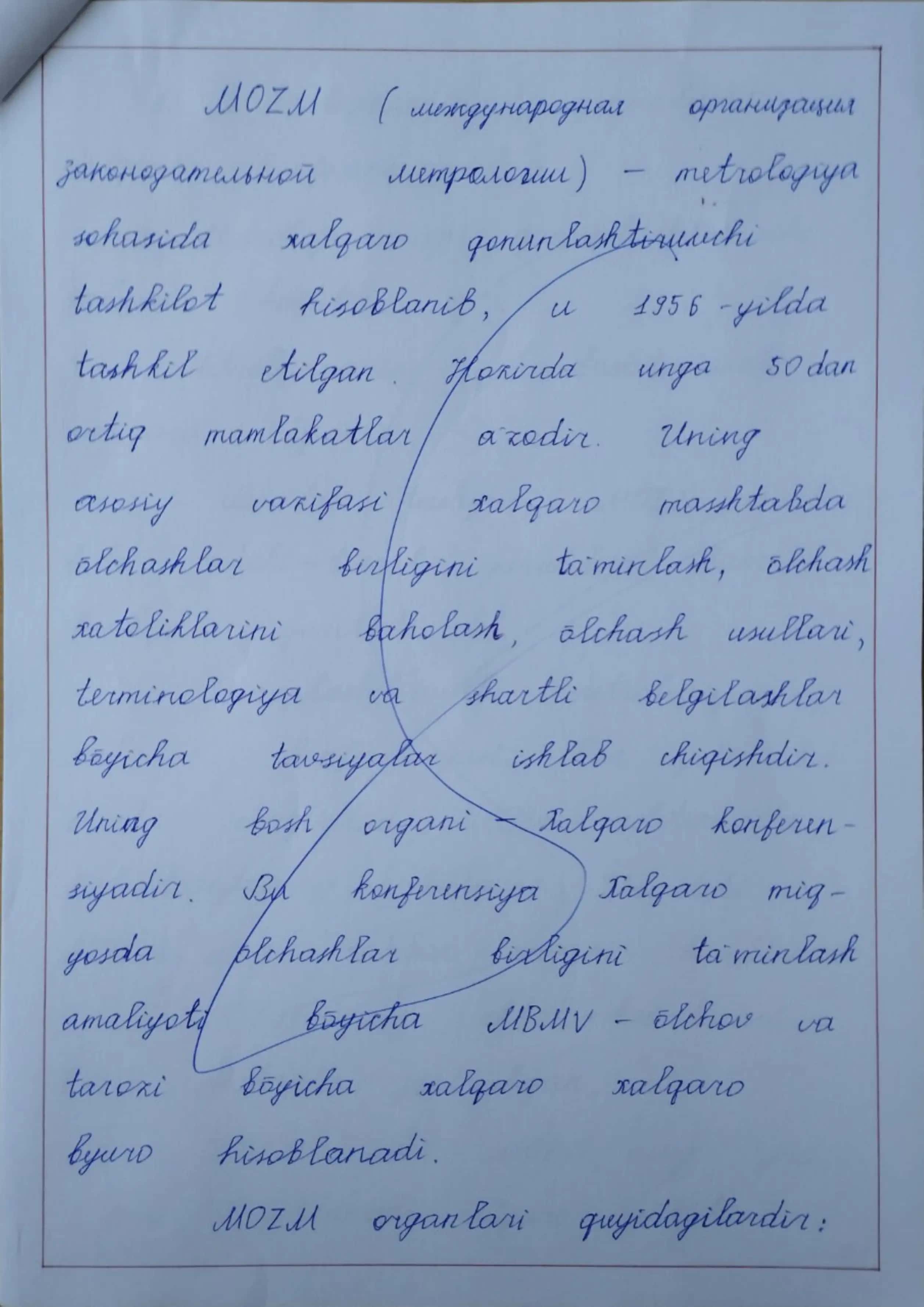 Metrologiya haqidagi xalqaro qonunlarni o'rganish. MOZM 3