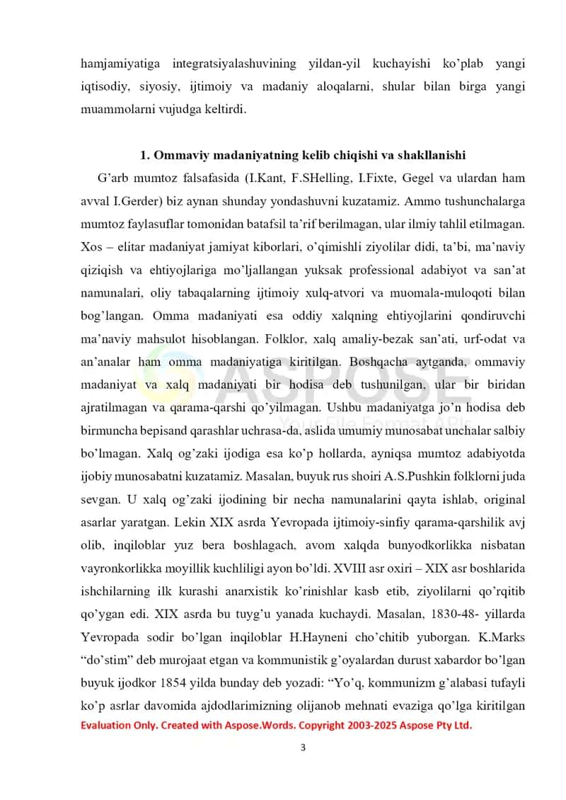 Ommaviy madaniyatning shakllanish tarixi va uning turlari 3