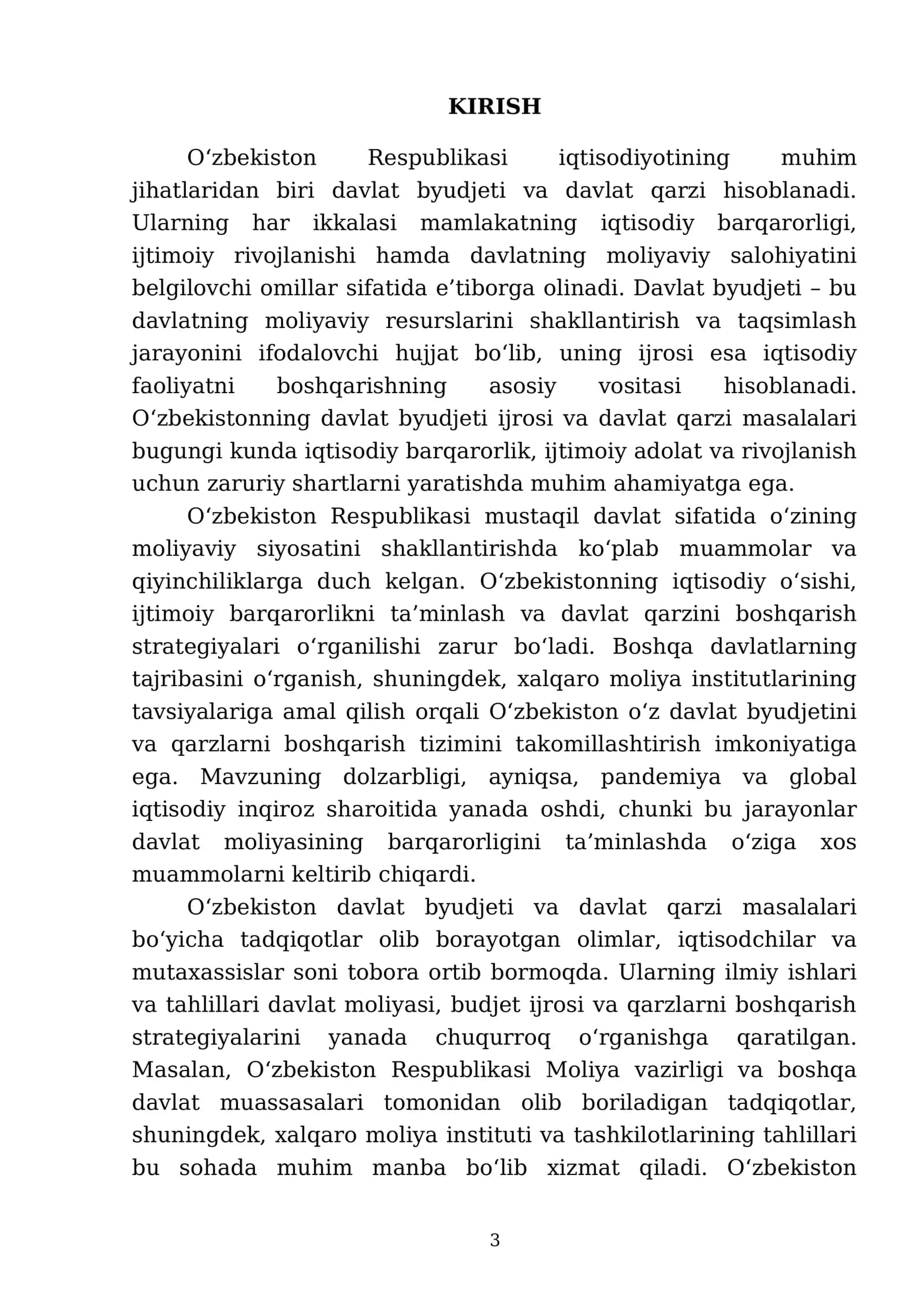Davlat byudjeti va davlat qarzi. O‘zbekiston davlat byudjetining ijrosi 3