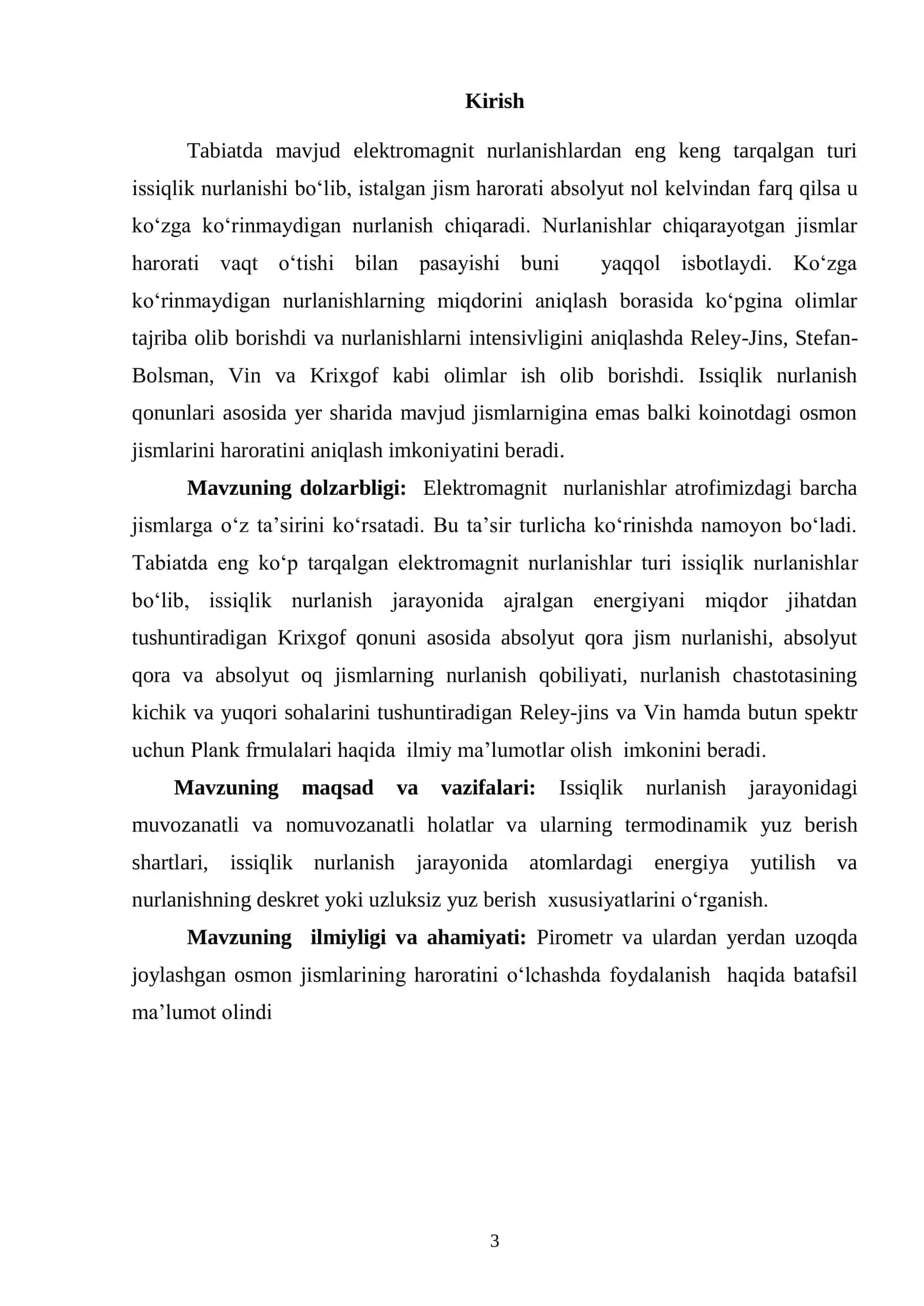 OPTIK PIROMETRIYA mavzusida tayyor kurs ishi 3