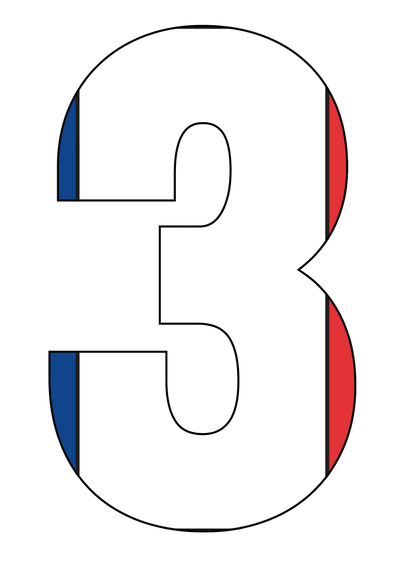 Raqamlar Fransiya bayrog'i fonida 3