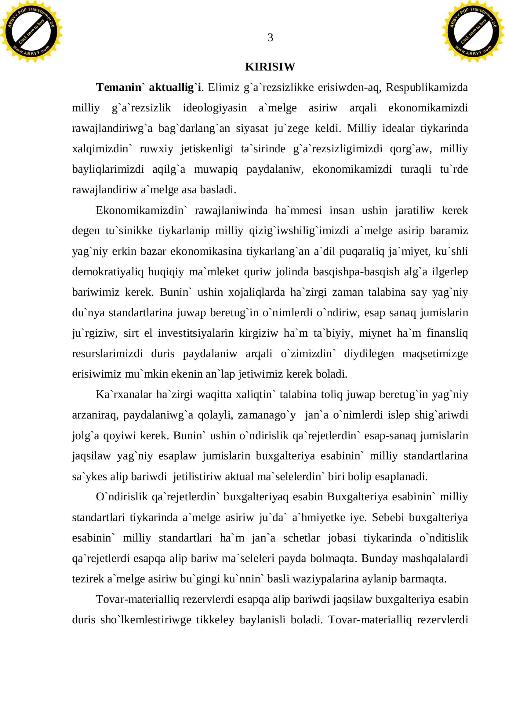 Baqshiliq qa`rejetleri ha`m aling`an o`nimler esabi 3