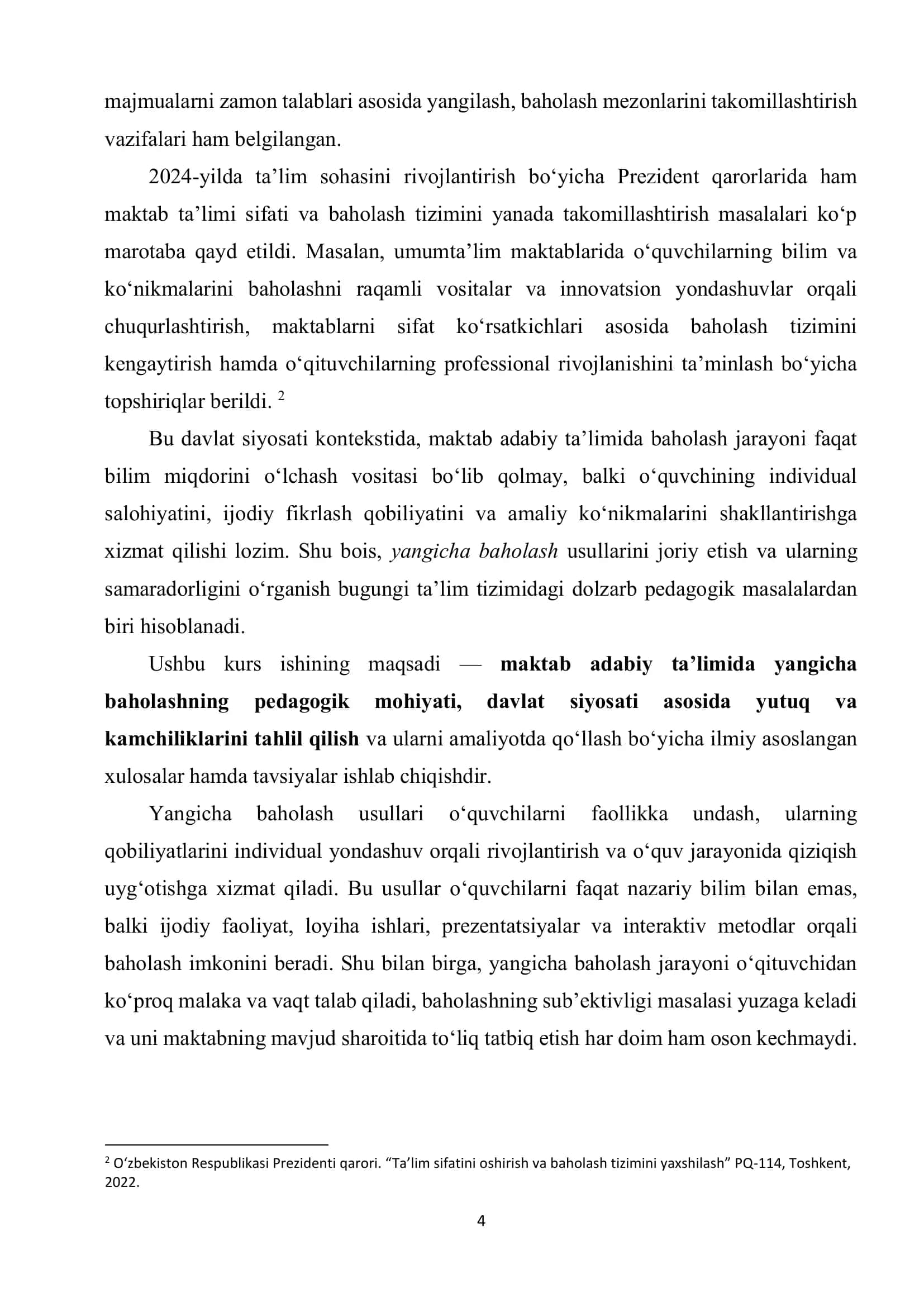 MAKTAB ADABIY TA’LIMIDA YANGICHA BAHOLASHNING 3