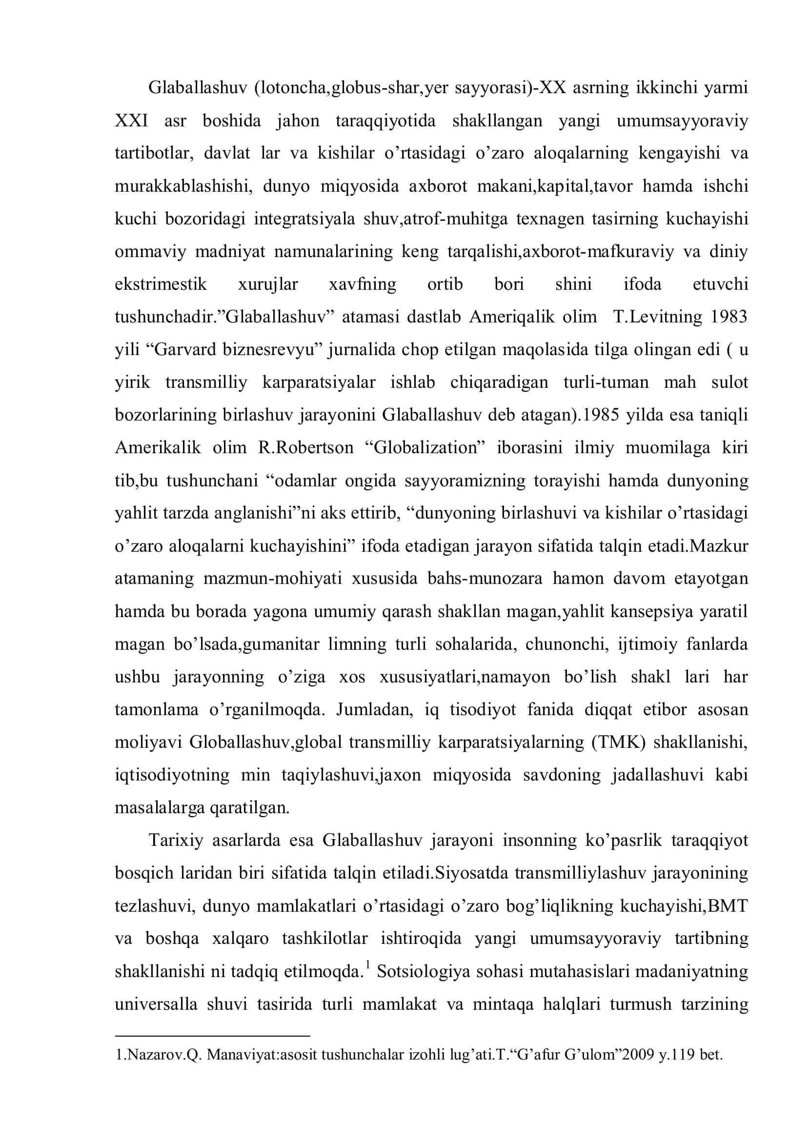 GLABALLASHUV SHAROITIDA MILLIY G”OYAGA EHTIYOJNING ORTISHI 3