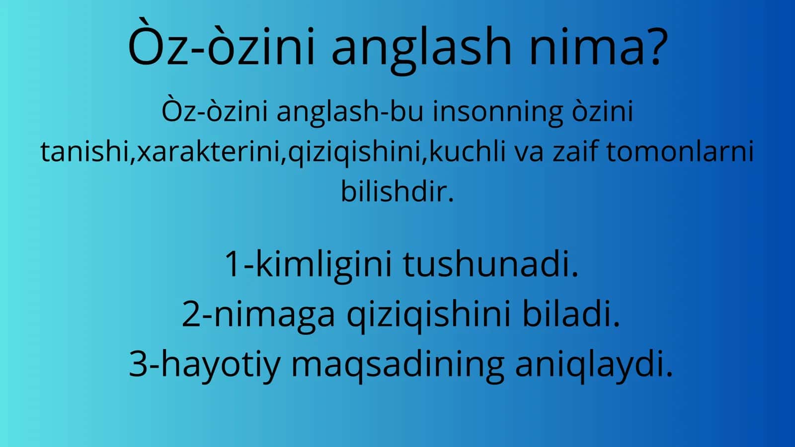 Shahsiy rivojlanish va òz-òzini anglash 3