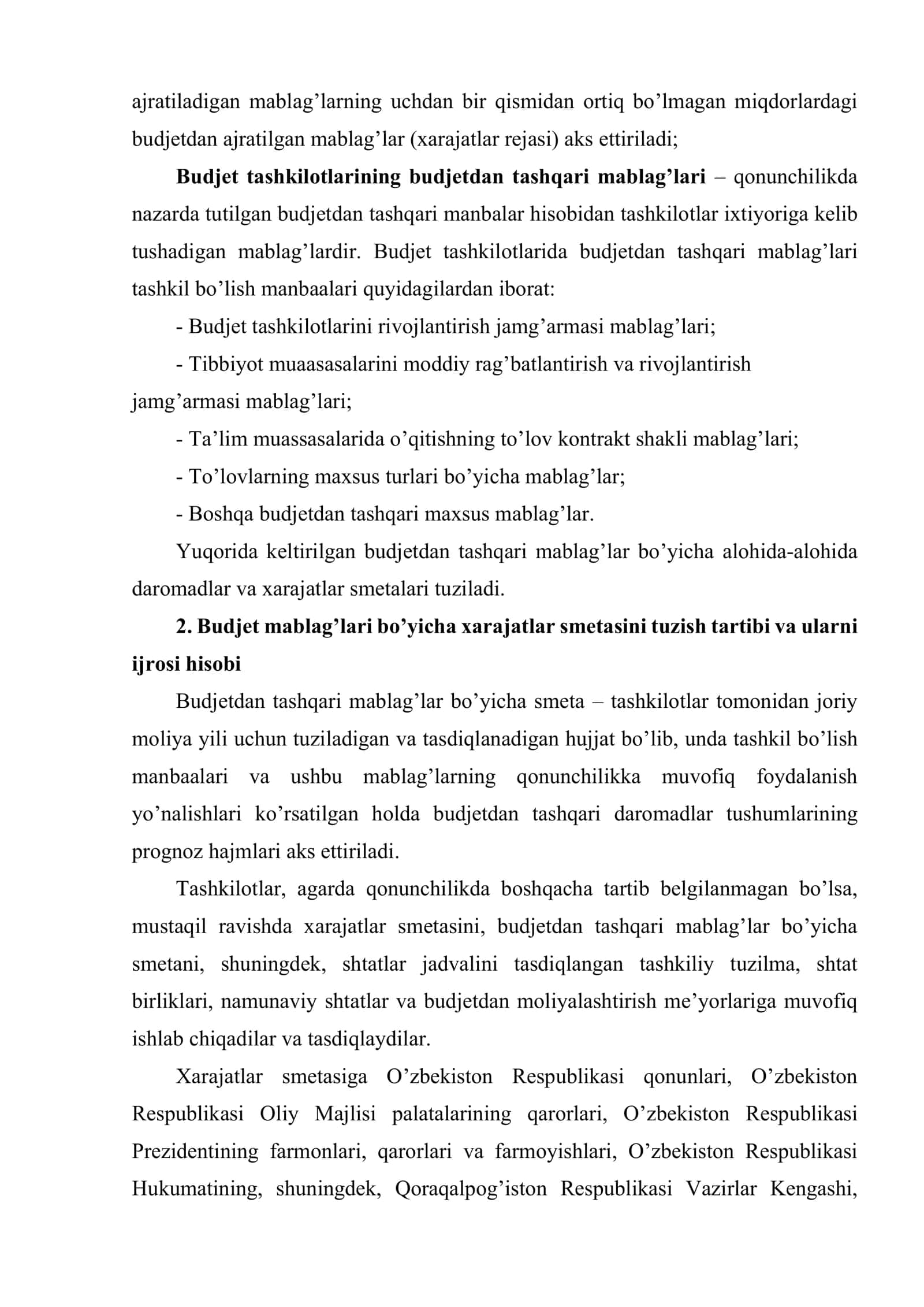 Byudjet tashkilotlarida smetalar hamda shtatlar jadvalini tuzish, tasdiqlash va taqdim etish tartibi 3
