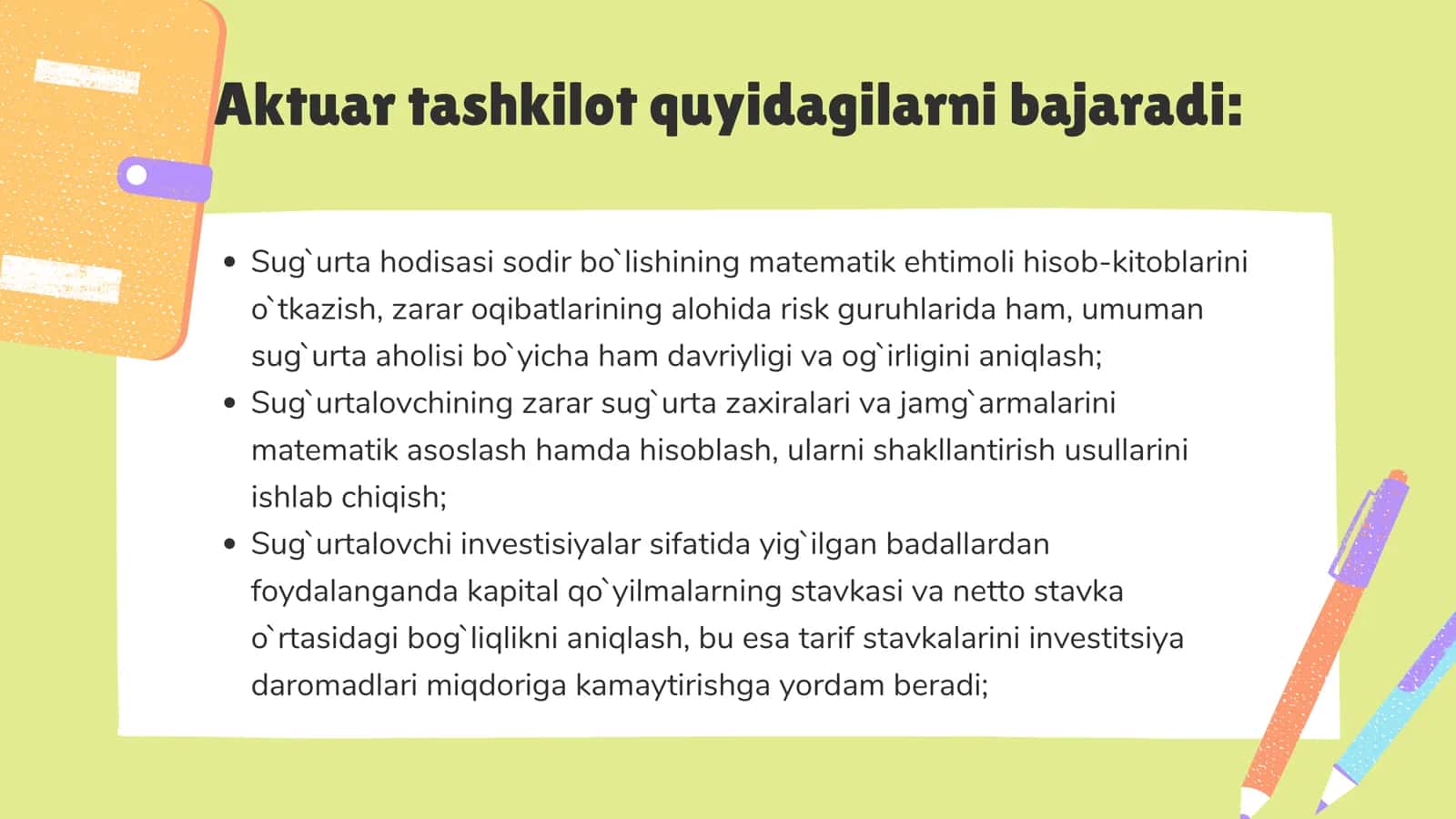 Aktuar tashkilot, syurveyer, assistans 3