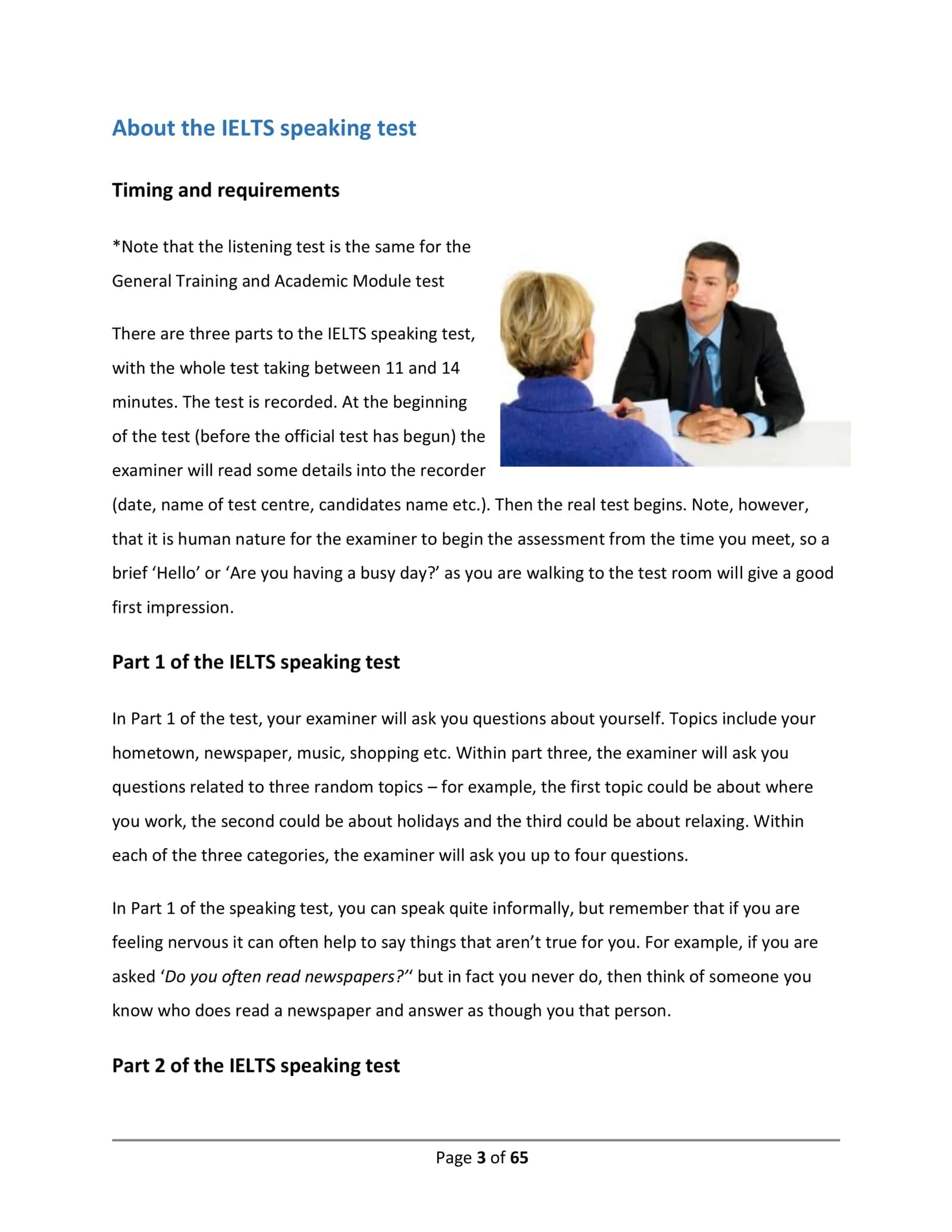 About the IELTS speaking test 3