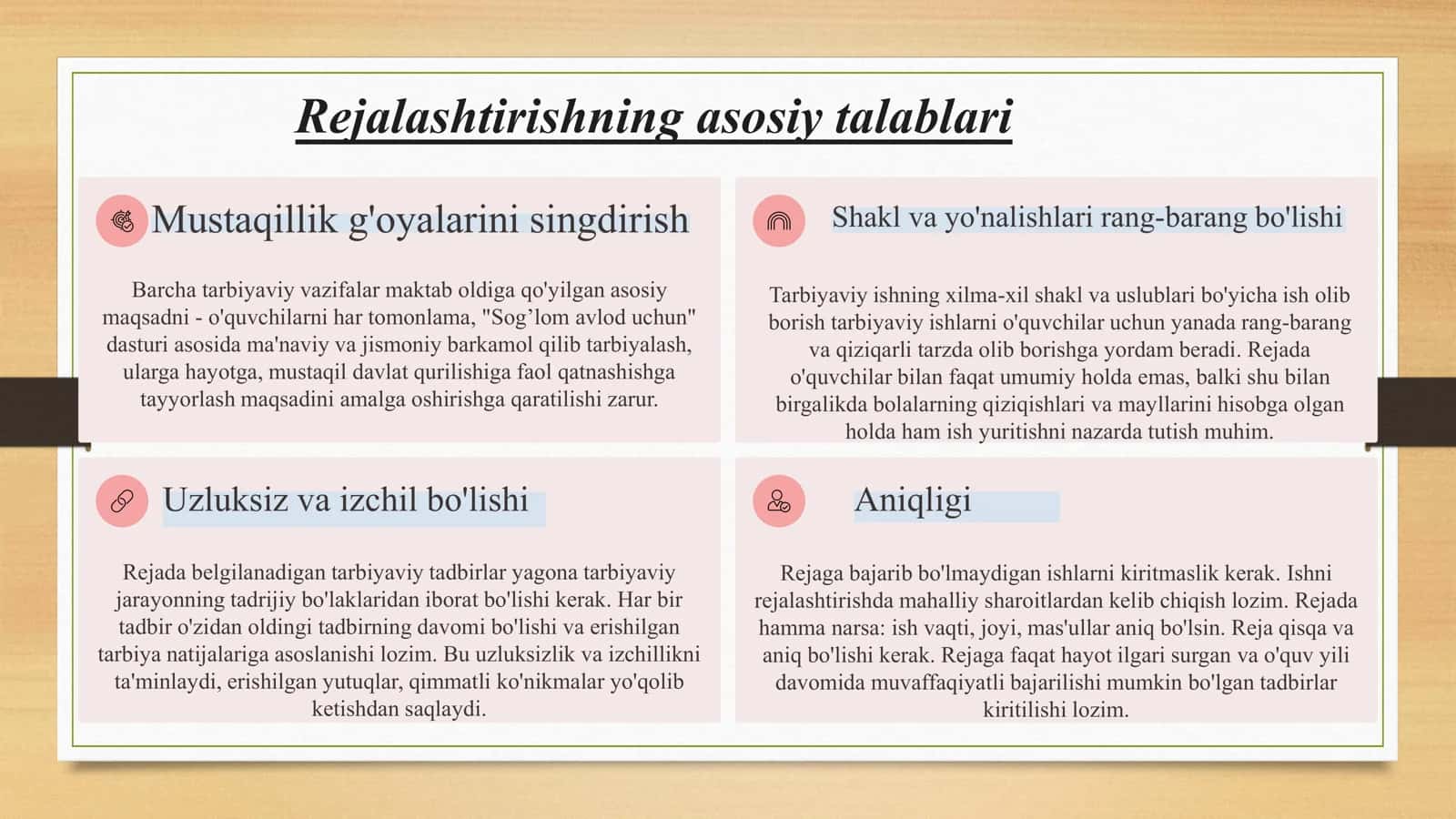 Sinf rahbari ishini rejalashtirish va hisobga olish 3