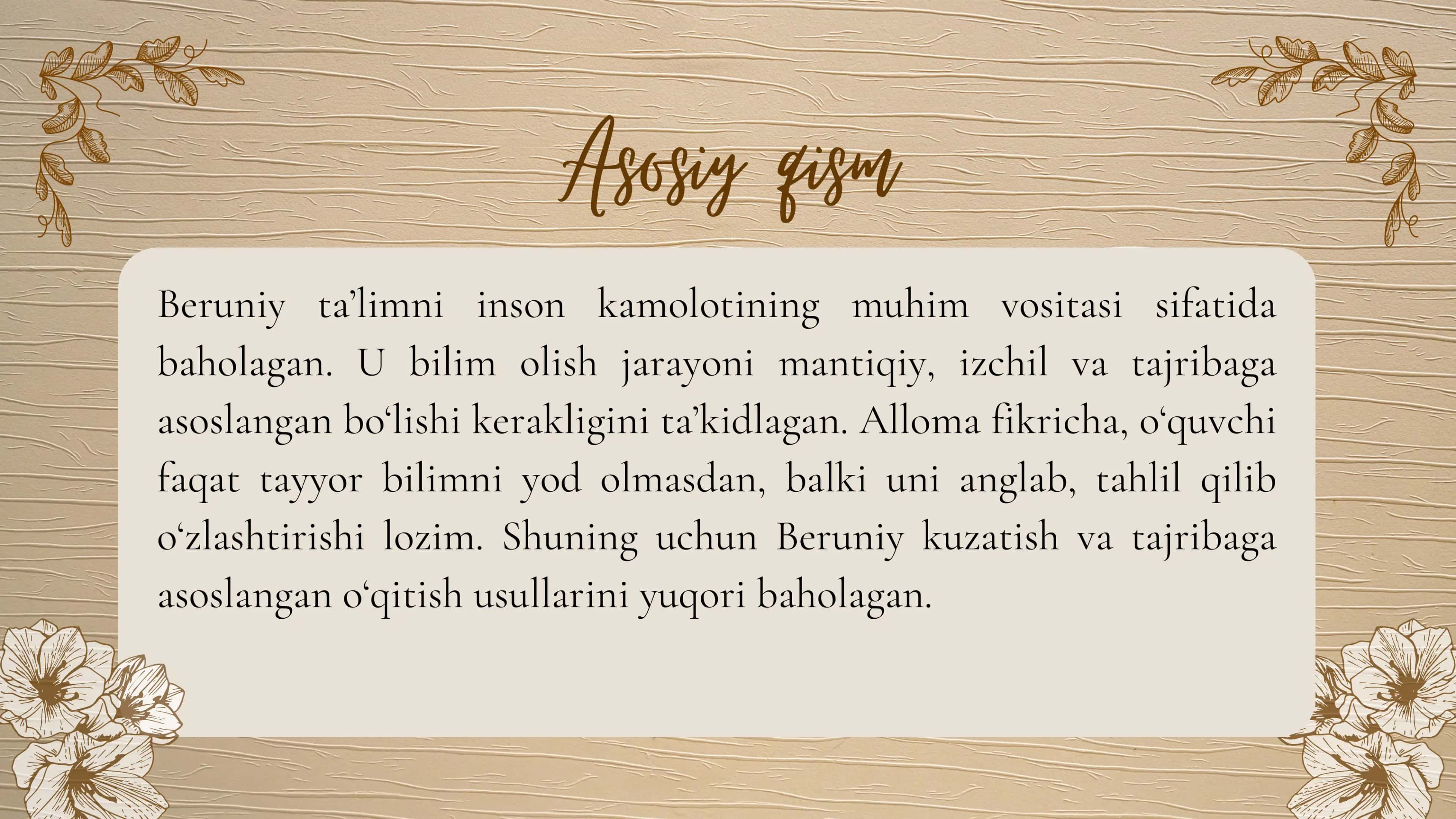 Abu Rayhon Beruniyning ta’lim-tarbiyaviy qarashlari 3