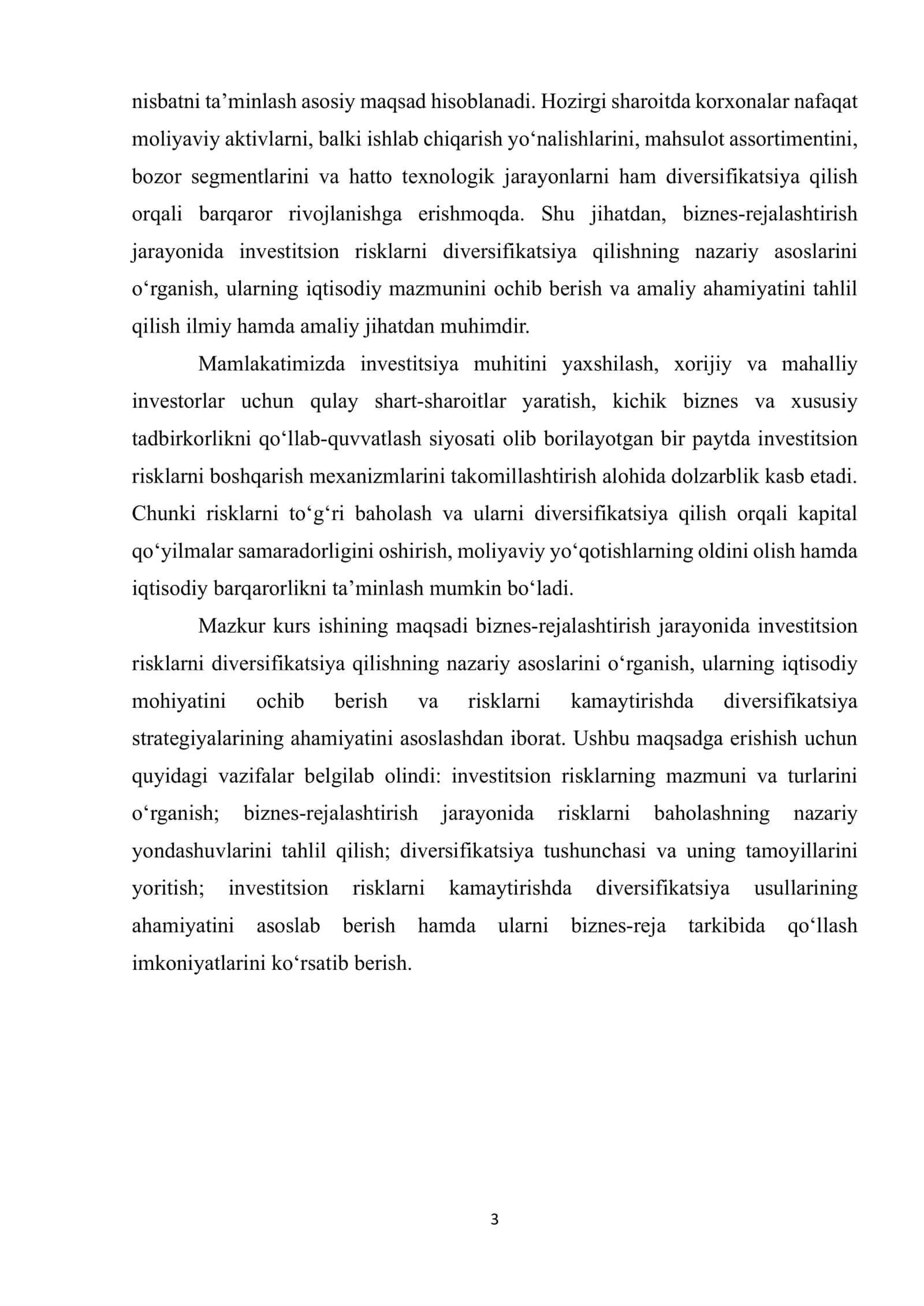 BIZNES-REJALASHTIRISHDA INVESTITSION RISKLARNI DIVERSIFIKATSIYA QILISHNING NAZARIY ASOSLARI 3