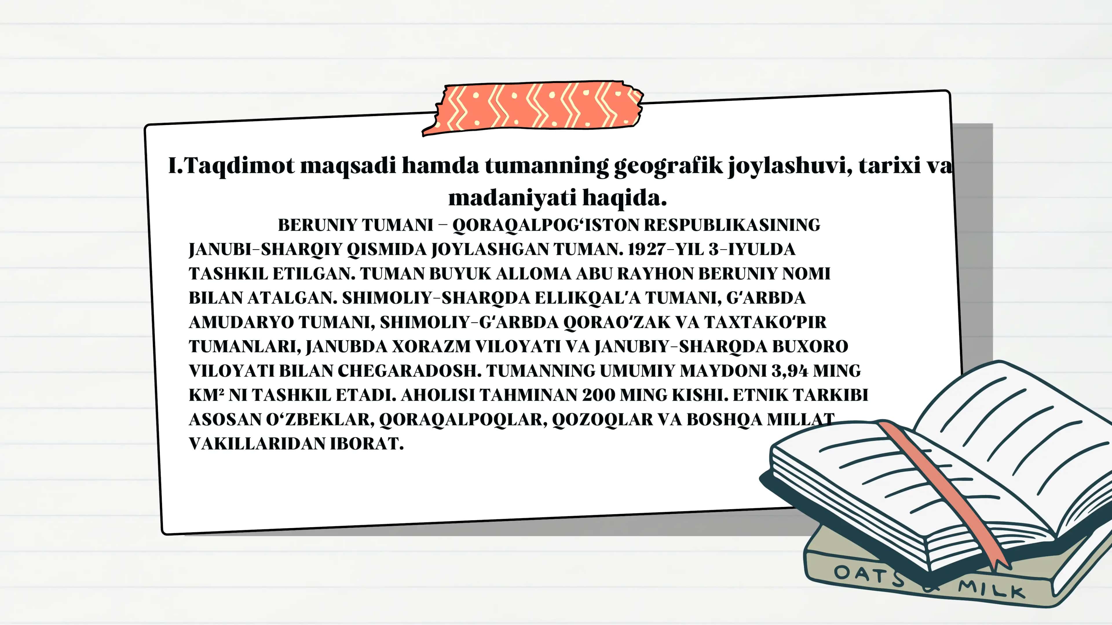 Qoraqalpogʼiston Respublikasi Beruniy tumani shevasi haqida malumot 3