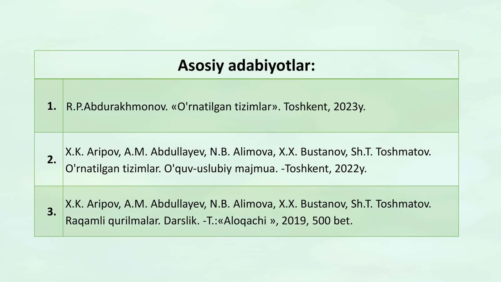 O'rnatilgan tizimlar 3