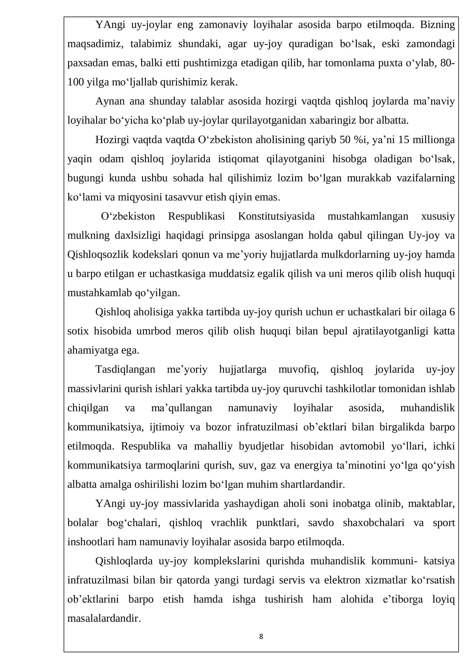 Terakli qishlog„ini rejalashtirish va muhandisona obodonlashtirish 3