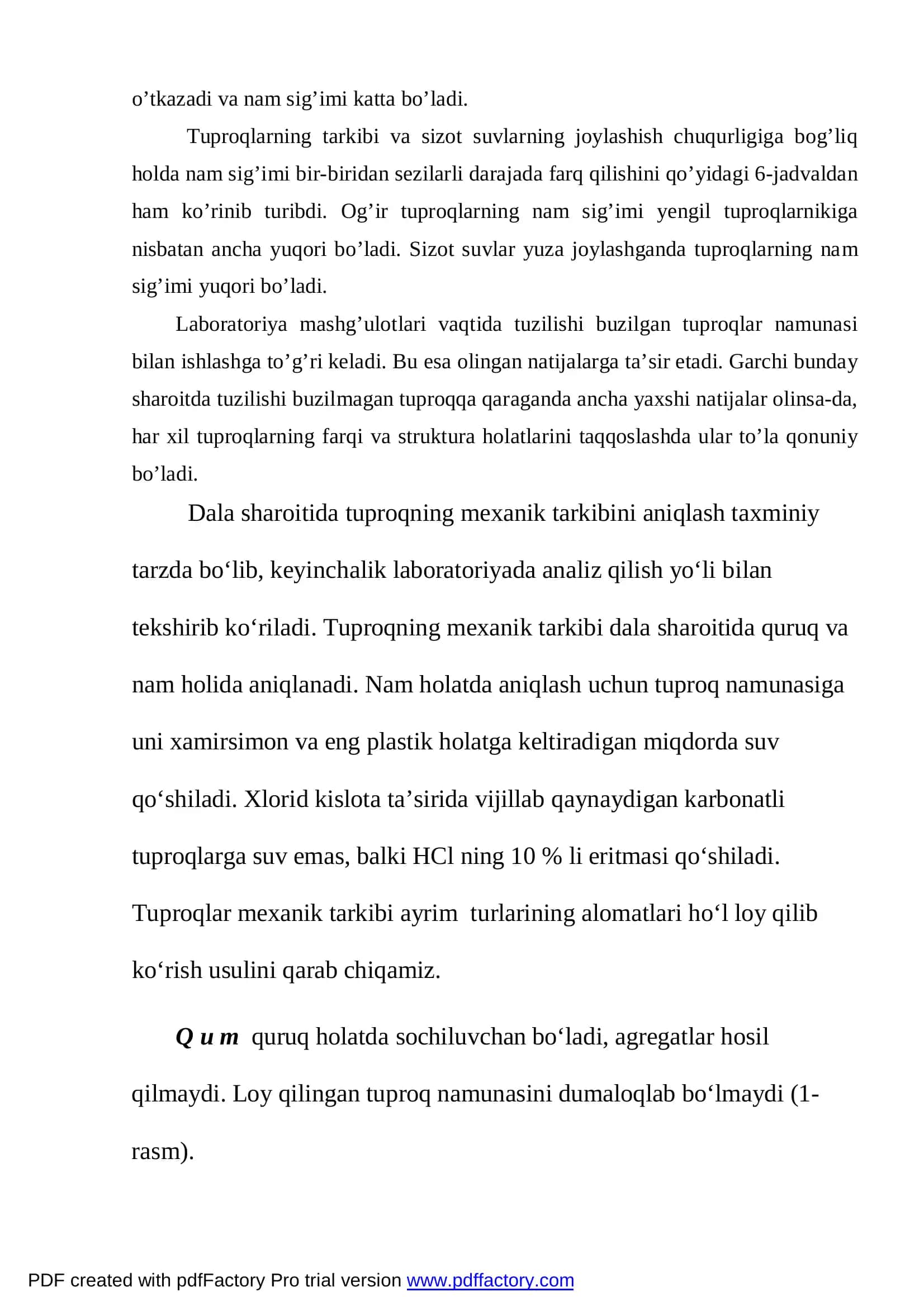 Tuproqning maksimal dala nam sig’imini aniqlash 3
