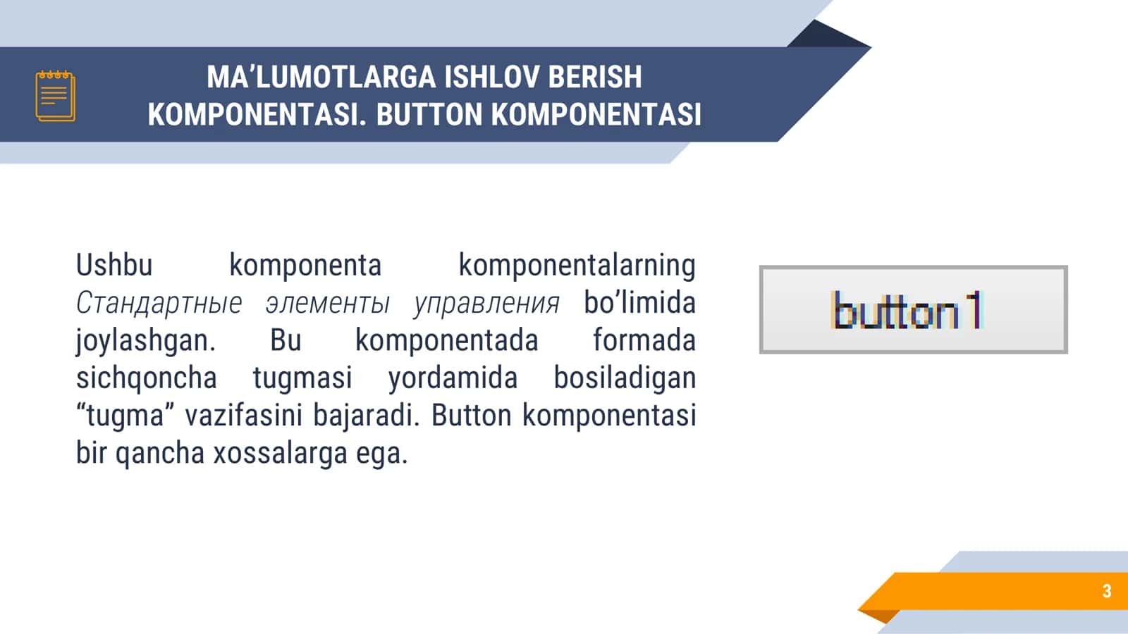 MA’LUMOTLARGA ISHLOV BERISH KOMPONENTASI 3